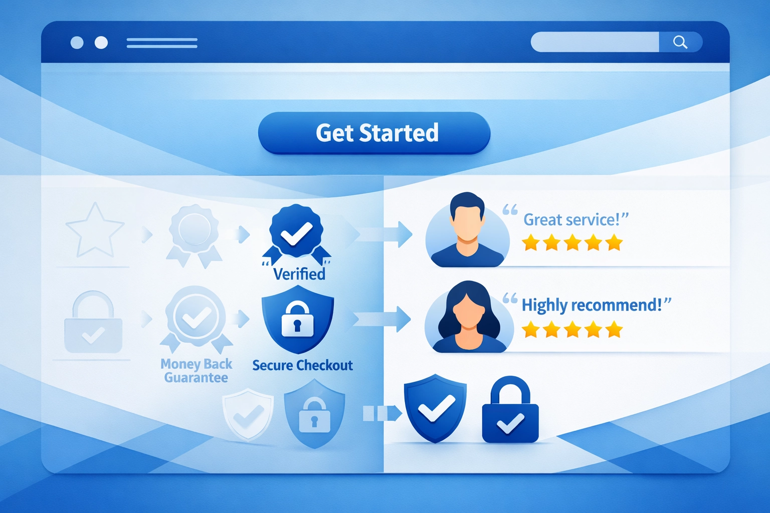 Website trust signals and credibility badges improving conversion rate optimization