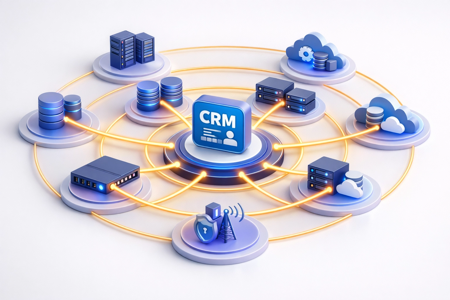 ServiceNow Service Mapping visualization showing CRM dependencies and infrastructure relationships