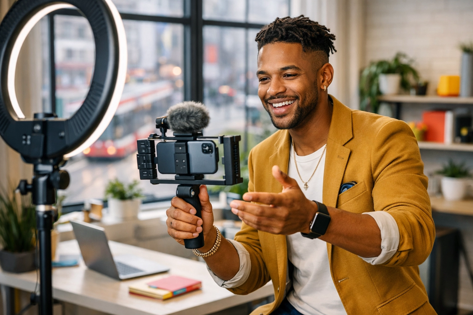 Toronto entrepreneur creating short-form video content to boost social media engagement and brand authority.