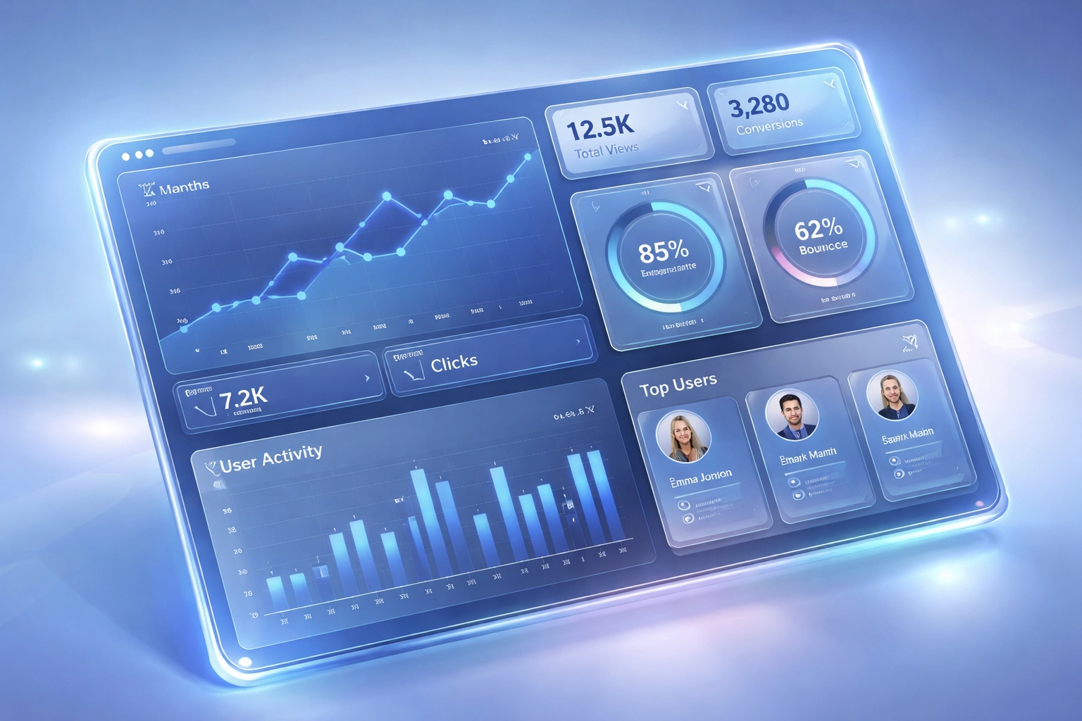 Analytics dashboard with Instagram engagement graphs and metrics for handle audit and competitor insights
