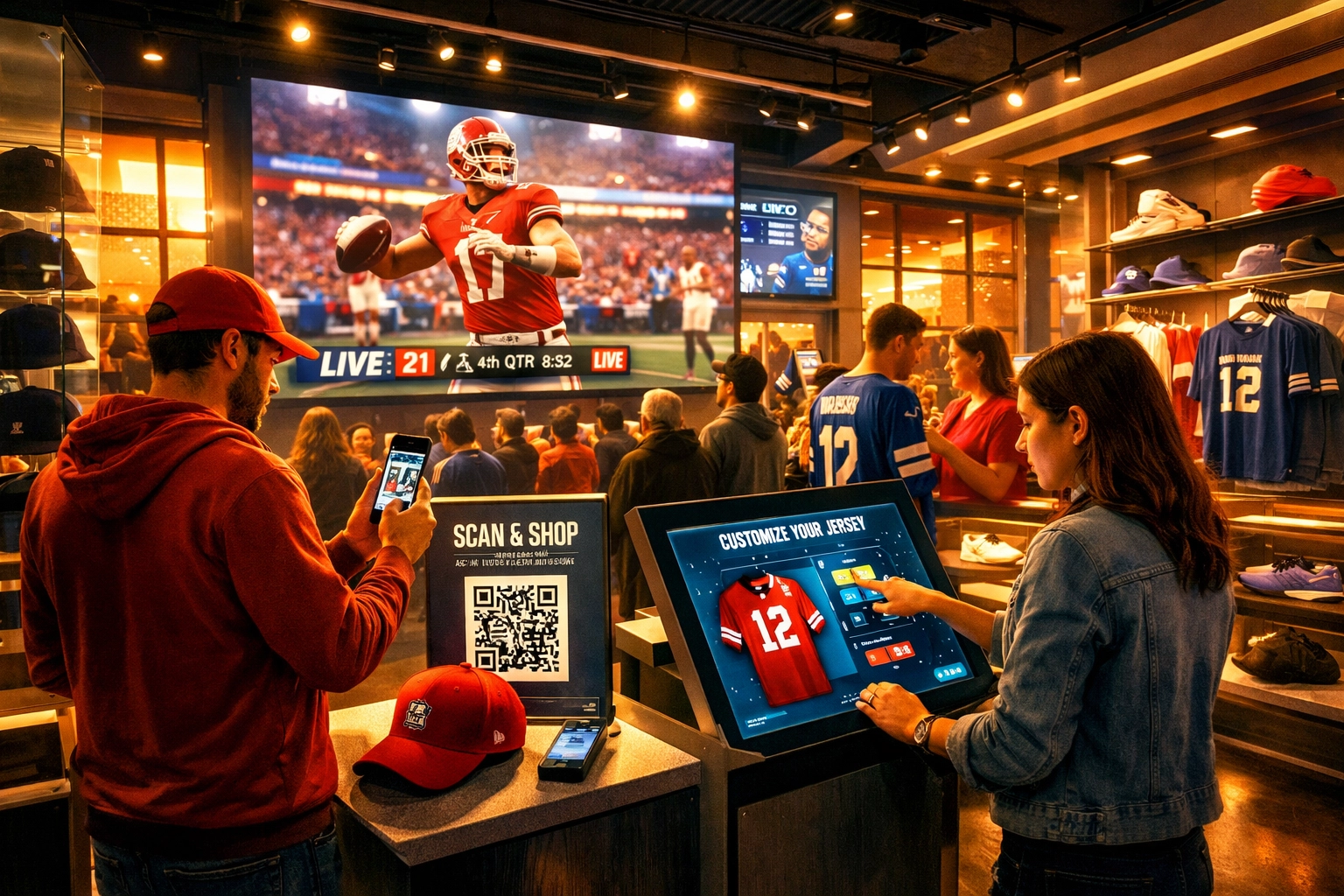 Modern retail space integrating brand touchpoints during major sporting event campaign activation