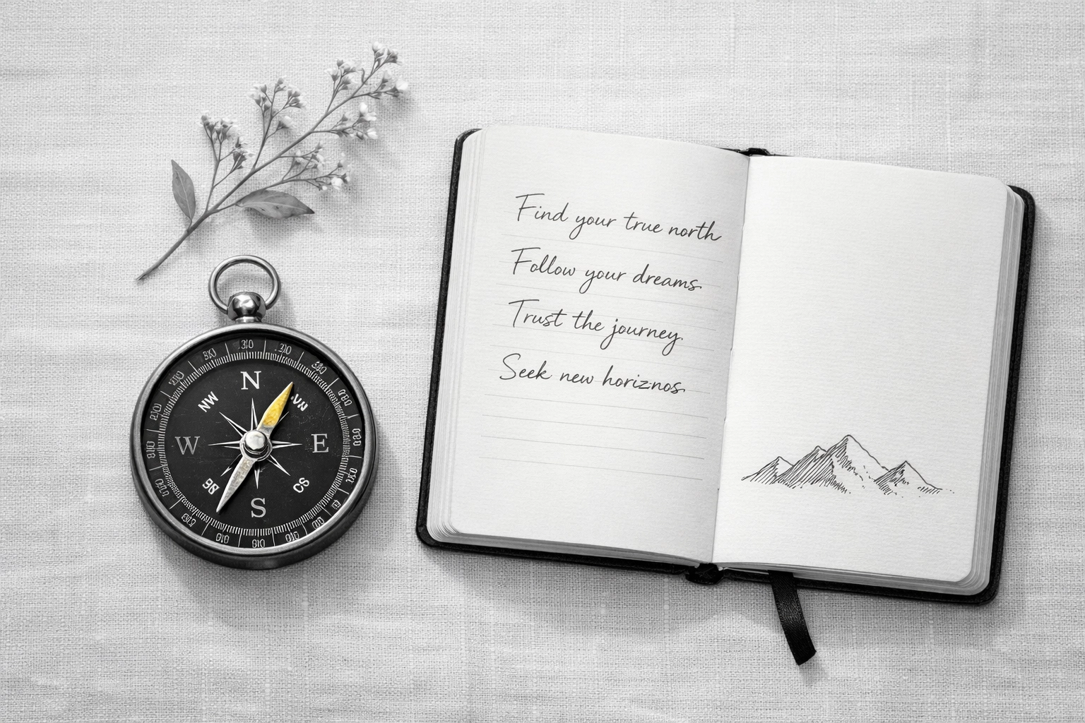 Boussole et journal représentant la feuille de route de transformation systémique