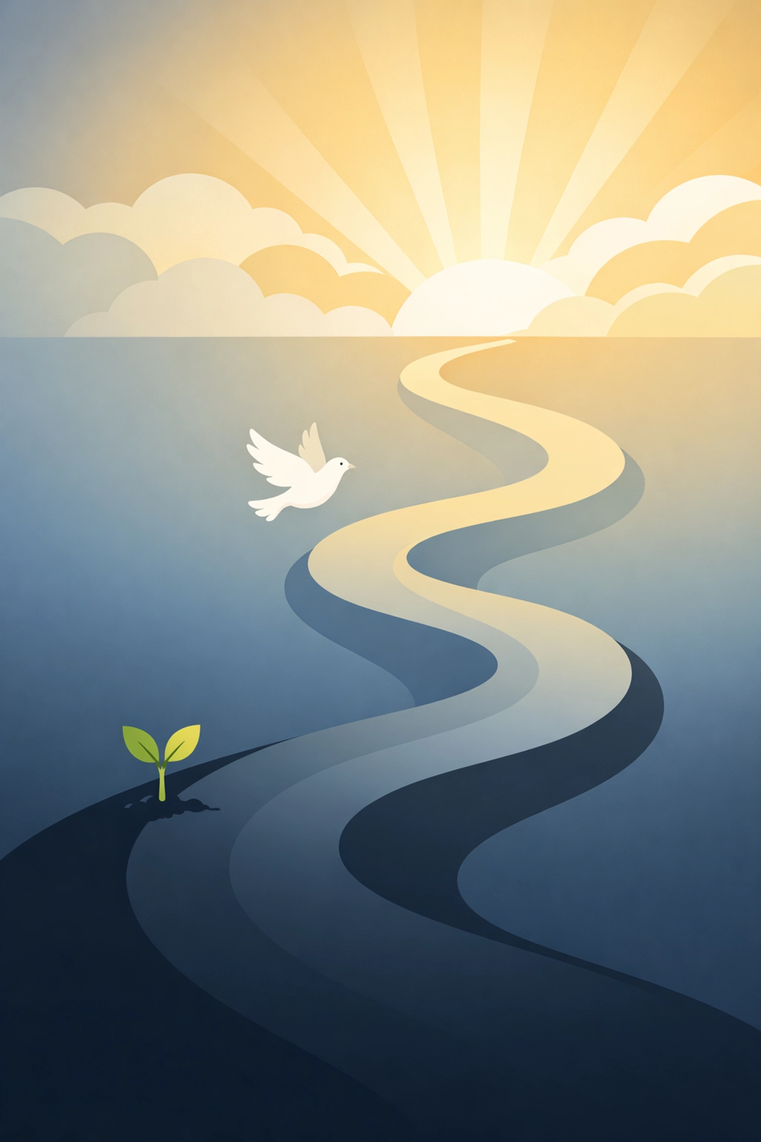 Healing journey path from darkness to light symbolizing faith and hope in recovery