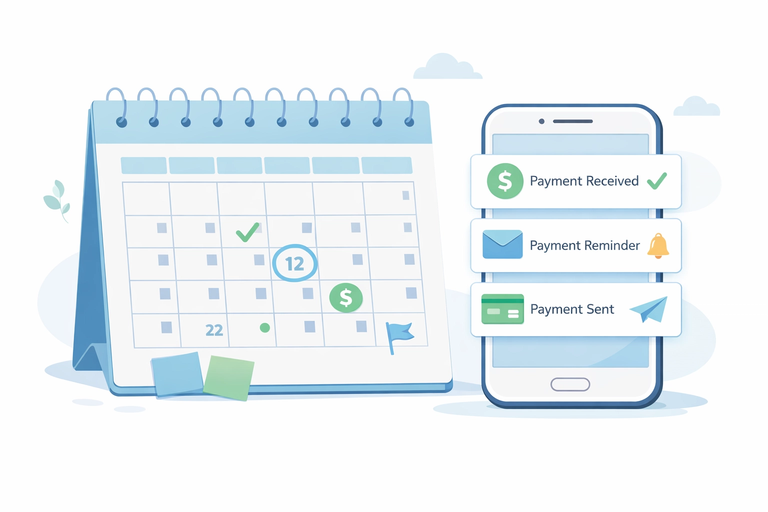 Calendario con recordatorios de pagos automáticos para evitar pagos tardíos en crédito