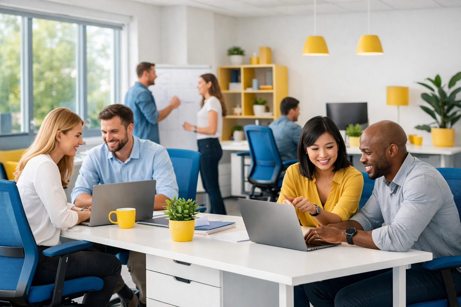 Clean and productive open-plan office in Hopkinton with organized workstations for employees.