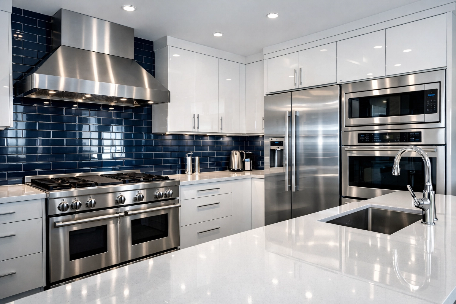 A spotless modern kitchen reflecting the results of a professional deep cleaning MA service.