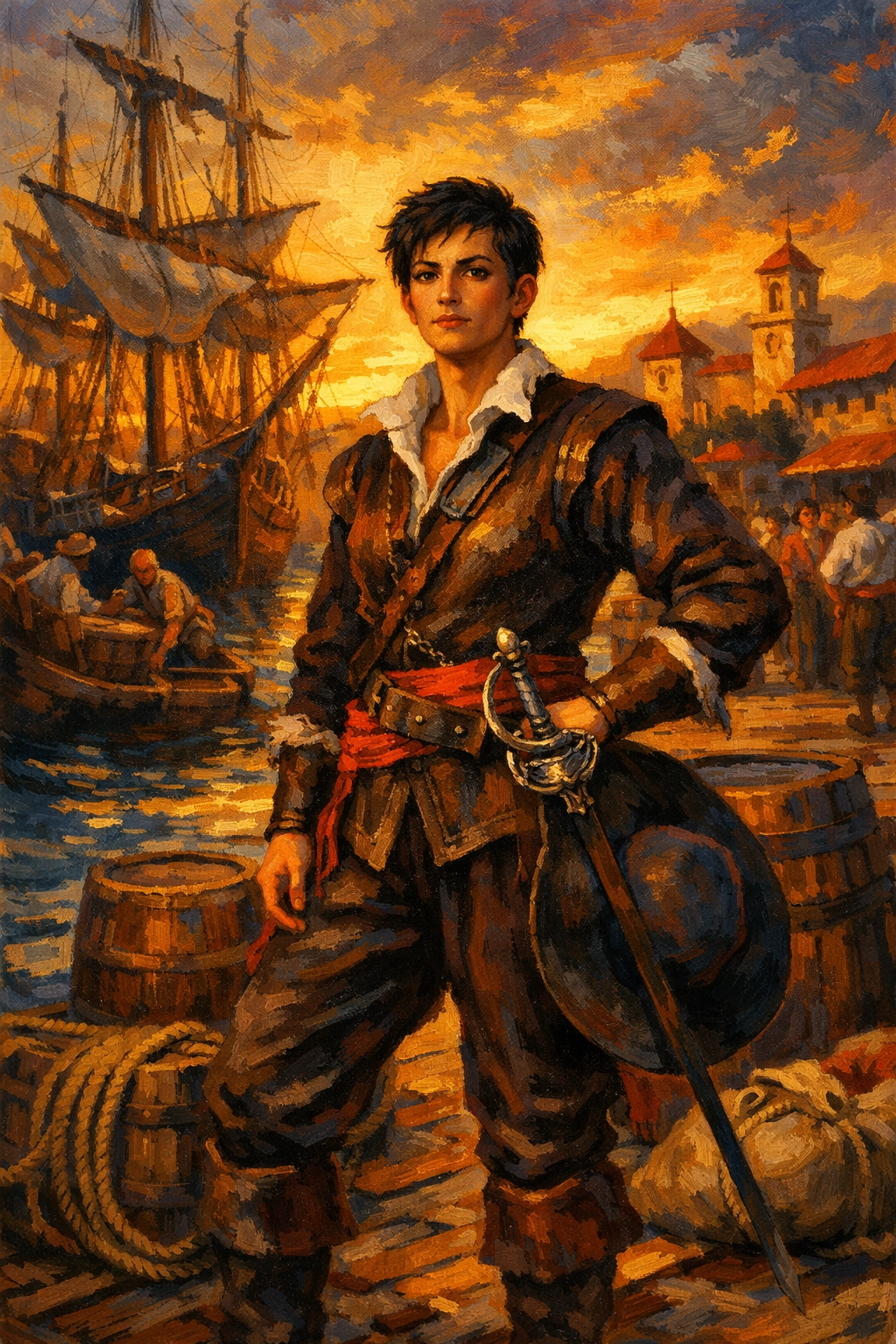Gender nonconforming Catalina de Erauso disguised as man at Spanish colonial port in the 1600s