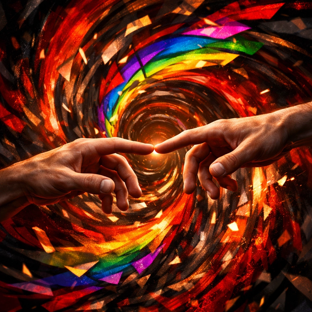 Hands reaching symbolizing connection and tension in high-stakes gay romance stories