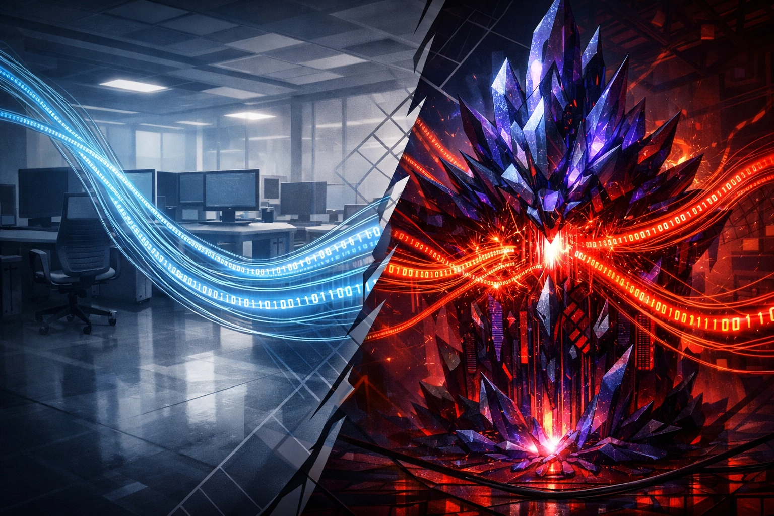 Visual comparison of current data encryption versus future quantum computer decryption threats