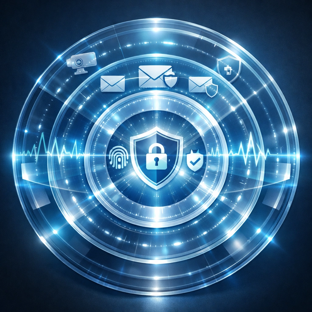 Layered cybersecurity defense system protecting business from phishing attacks