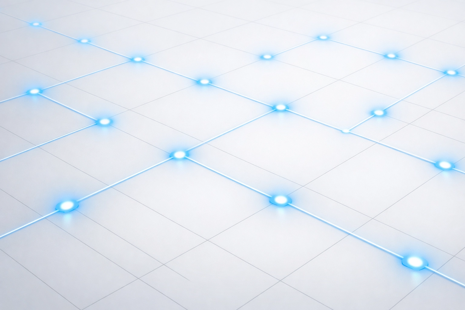 Bird's eye view of cleanroom floor with conductive network grid and grounding pathways