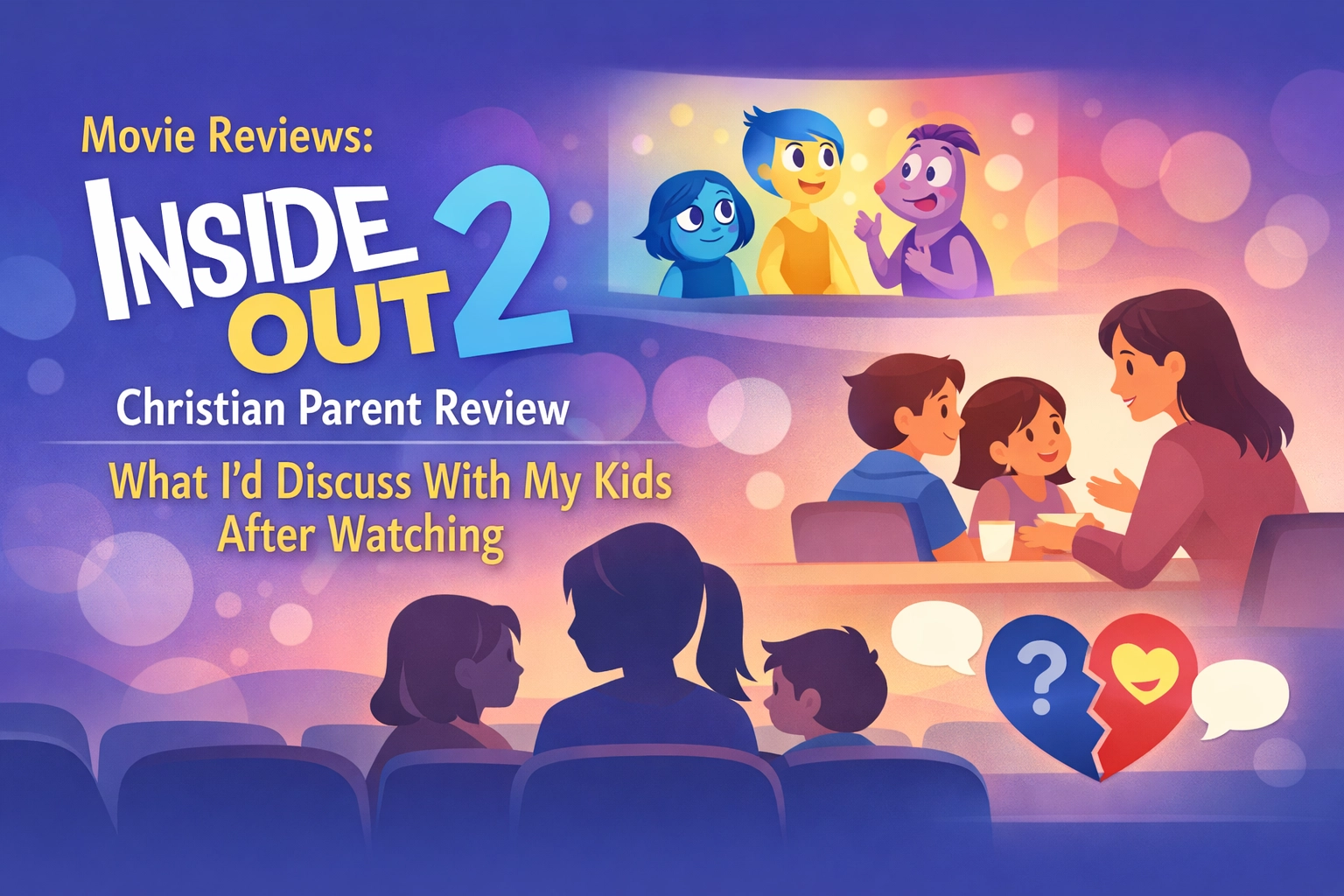 When I first heard Pixar was releasing a sequel to Inside Out, I was both excited and cautious. The original film gave us such a beautiful framework for talking with kids about emotions, but would the sequel hold up? More importantly, would it align with the values I want to pass on to my children? After watching Inside Out 2 with my family, I can tell you it's absolutely worth seeing together. But like most modern films, it comes with both incredible conversation starters and some worldview differences we need to address as Christian parents. Christian Safety Rating: ★★★★☆ (4/5 Stars) Inside Out 2 is rated PG and is genuinely safe for most families. Here's what you need to know: Content Breakdown: Mild Language: 2-3 instances of "oh my gosh" or "what the heck", nothing stronger Violence/Gore: Zero, this is an emotional journey, not a physical one Sexual Content: None Scary Scenes: Brief moments of anxiety visualization that might feel intense for sensitive younger kids Disrespect to Parents: Several scenes where Riley tells her parents to "go away" or acts dismissive Best for: Ages 7 and up, though teenagers will connect most deeply with the themes The film lost one star in my rating primarily because of the humanistic worldview it promotes (more on that below) and the unresolved disrespect toward parents. But content-wise, it's one of the cleaner mainstream films you'll find. What Makes This Film Special Inside Out 2 picks up as Riley enters adolescence, and new emotions arrive at headquarters: Anxiety, Envy, Embarrassment, and Ennui (boredom). The original crew, Joy, Sadness, Fear, Anger, and Disgust, suddenly has to share control. The brilliance of this film is how it visualizes the internal struggle every teenager faces: Who am I becoming? What do I believe about myself? How do I handle overwhelming feelings? For Christian families, this creates a golden opportunity. The movie gives us a shared language to discuss things our kids might struggle to put into words. Core Discussion Points for After the Credits Roll 1. Riley's Core Beliefs About Herself One of the film's central themes revolves around Riley's "core beliefs", statements like "I'm a good person," "My parents are proud of me," and "I'm a good friend." When we got home, I asked my kids: "How did Riley's beliefs about herself affect her choices?" This opened up a powerful conversation. We talked about how Riley's desperation to believe she was "good enough" for the high school hockey team led her to make poor choices, stealing a coach's notebook, breaking a promise to her childhood friends, and pushing people away. Here's where Scripture becomes essential. While it's wonderful that Riley values being kind and loyal, the film suggests we can find our worth by looking inward and affirming ourselves. But Romans 3:23 reminds us that "all have sinned and fall short of the glory of God." I explained to my kids that our identity isn't based on being perfect or even being "good people." Our worth comes from being loved by God, period. We're called to grow in faith and character, but our value was already established when God created us in His image. 2. How We Handle Big Emotions The movie does something beautiful: it shows that all emotions, even anxiety and sadness, have a place. Riley learns she can't just push away uncomfortable feelings; she has to acknowledge them and work through them. I appreciated this message because too often, Christian culture has wrongly suggested we should always be joyful and never struggle. That's not biblical. Even Jesus wept. David wrote psalms filled with lament. Paul spoke openly about his hardships. However, the film's solution to anxiety is purely self-focused: look within, practice self-reflection, and manage your thoughts on your own. As Christians, we believe something deeper. Philippians 4:6-7 tells us: "Do not be anxious about anything, but in every situation, by prayer and petition, with thanksgiving, present your requests to God. And the peace of God, which transcends all understanding, will guard your hearts and your minds in Christ Jesus." I told my kids: "It's okay to feel anxious. It's normal to feel overwhelmed sometimes. But we don't have to carry those feelings alone. We can bring them to God." 3. Making Moral Choices Under Pressure Riley faces several ethical dilemmas in the film: Should she steal the coach's notebook to gain an advantage? Should she break her promise to her childhood friends? Should she prioritize her own success over loyalty? The movie clearly shows these choices as wrong, which I appreciated. Riley's actions lead to consequences and broken relationships. This gave us a chance to talk about Proverbs 12:22: "The Lord detests lying lips, but he delights in people who are trustworthy." And Proverbs 28:13: "Whoever conceals their sins does not prosper, but the one who confesses and renounces them finds mercy." One gap in the film: Riley never truly apologizes or seeks forgiveness for her choices. Things just sort of... work out. In real life, restoration requires humility, confession, and repentance. That's a conversation worth having. 4. Respect for Parents Throughout the film, Riley snaps at her parents, tells them to go away, and becomes visibly frustrated with their attempts to connect. Some of this is realistic, teenagers do push boundaries. But the film never addresses this disrespect or shows Riley making amends. I used this as a teaching moment about Ephesians 6:1-3: "Children, obey your parents in the Lord, for this is right. 'Honor your father and mother', which is the first commandment with a promise, 'so that it may go well with you and that you may enjoy long life on the earth.'" We talked about how even when we feel misunderstood or frustrated, there are respectful ways to communicate. And when we mess up, we need to own it and apologize. The Worldview We Need to Address Here's the biggest tension: Inside Out 2 operates from a secular humanistic framework. The message is essentially, "You have everything you need within yourself to overcome challenges. Look inward. Believe in yourself. Manage your own emotions." This isn't entirely wrong, self-awareness and emotional intelligence are valuable skills. But it's incomplete. The Christian worldview says we were designed for relationship, with God first, then with others. We're not meant to be self-sufficient. We need community. We need the Holy Spirit's guidance. We need God's truth to anchor us when our feelings are all over the place. After watching the film, I reminded my kids of Proverbs 3:5-6: "Trust in the Lord with all your heart and lean not on your own understanding; in all your ways submit to him, and he will make your paths straight." Yes, understand your emotions. Yes, develop healthy coping skills. But don't stop there. Bring everything to the One who created you and knows you completely. Takeaway / Next Step Inside Out 2 is a valuable tool for Christian families: not because it perfectly reflects our faith, but because it opens doors for crucial conversations. Here's my challenge: Don't just watch the movie and move on. Use it. Ask your kids questions. Share your own struggles with emotions. Point them to Scripture. Model what it looks like to bring your anxieties to God rather than trying to self-manage everything. And if your kids are resistant to these deeper conversations, that's okay. Plant the seeds. Keep the dialogue open. Let them know you're a safe person to talk to about hard things. The world will tell them to look inward for answers. Our job as parents is to gently: consistently: point them upward and outward instead. Thanks for reading this review! If you found it helpful, I'd love for you to share it with other parents who might be wondering whether Inside Out 2 is worth the watch. You can also reach out to me on the site if you have questions or want to discuss other family-friendly content. Just visiting helps raise funds for families who lost children at no cost to you: a small way we can serve others together. And if you're looking for a faith community that meets you where you are, check out Boundless Online Church : you can access teachings and community privately or sign up to go deeper. Let's keep learning, growing, and loving like Jesus, one conversation at a time.
