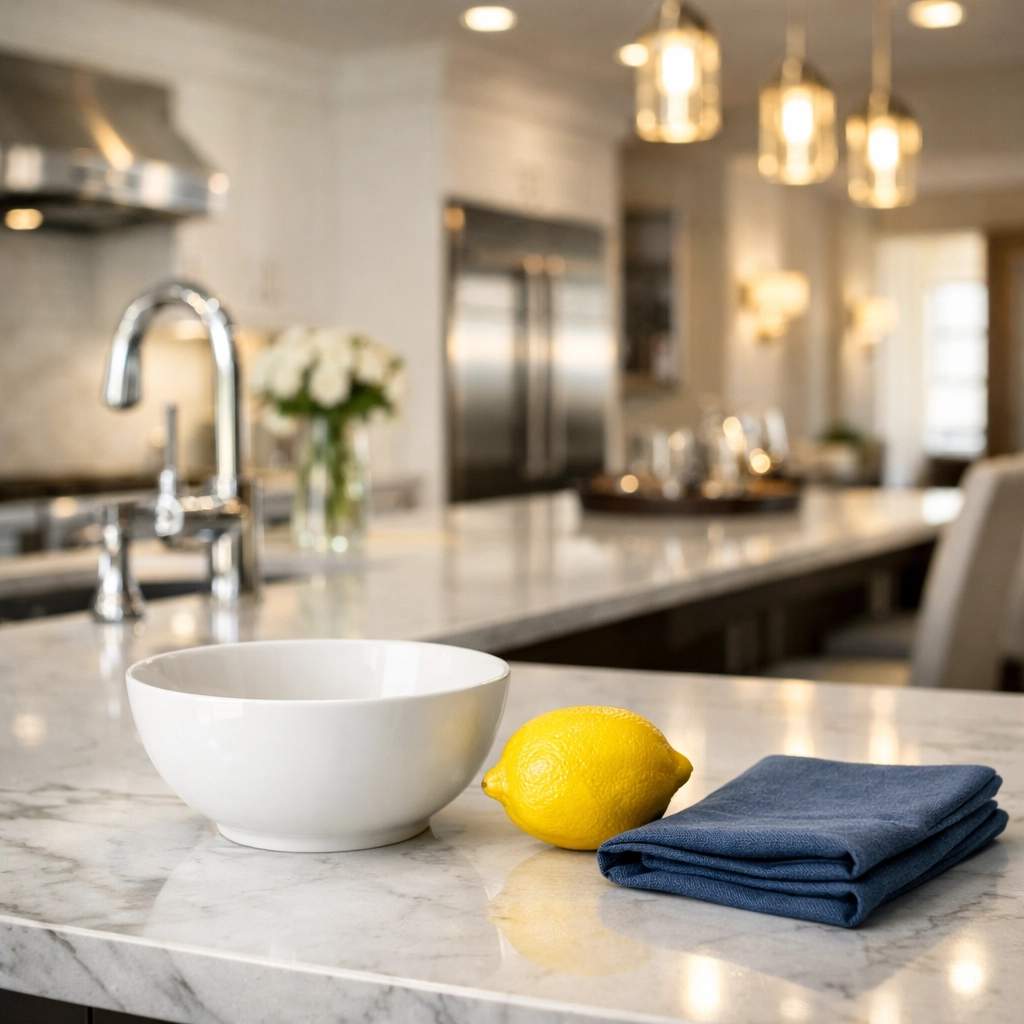 Sparkling clean luxury kitchen in Massachusetts highlighting professional pet-safe cleaning standards.