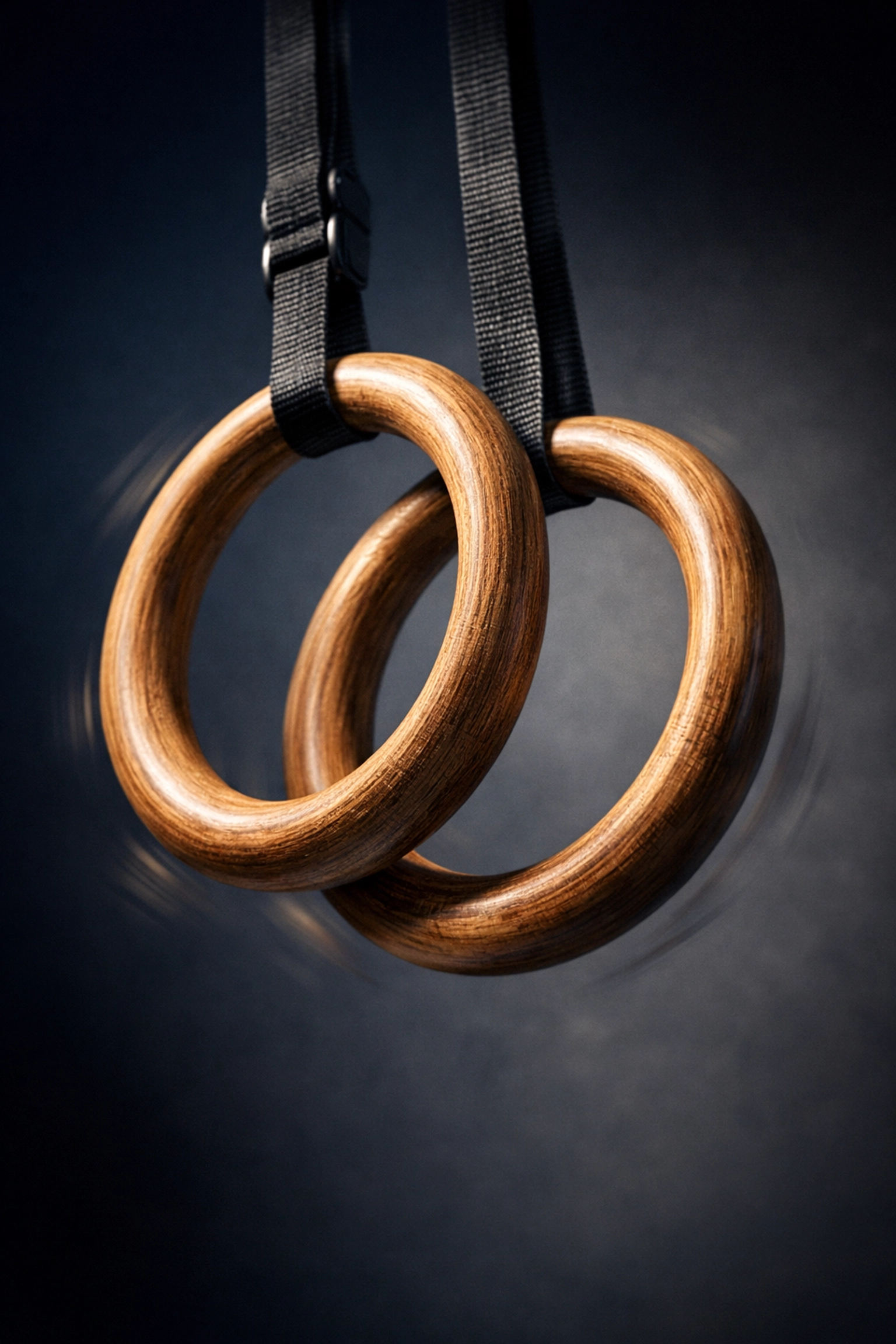Wooden gymnastic rings for home calisthenics training