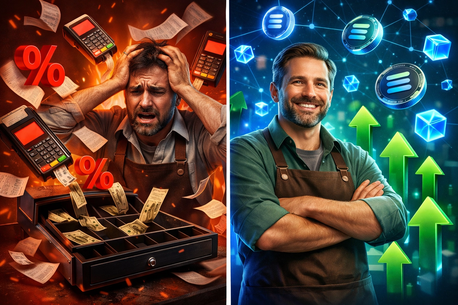 Merchant savings comparison: traditional payment fees versus Larecoin's low-fee crypto payments