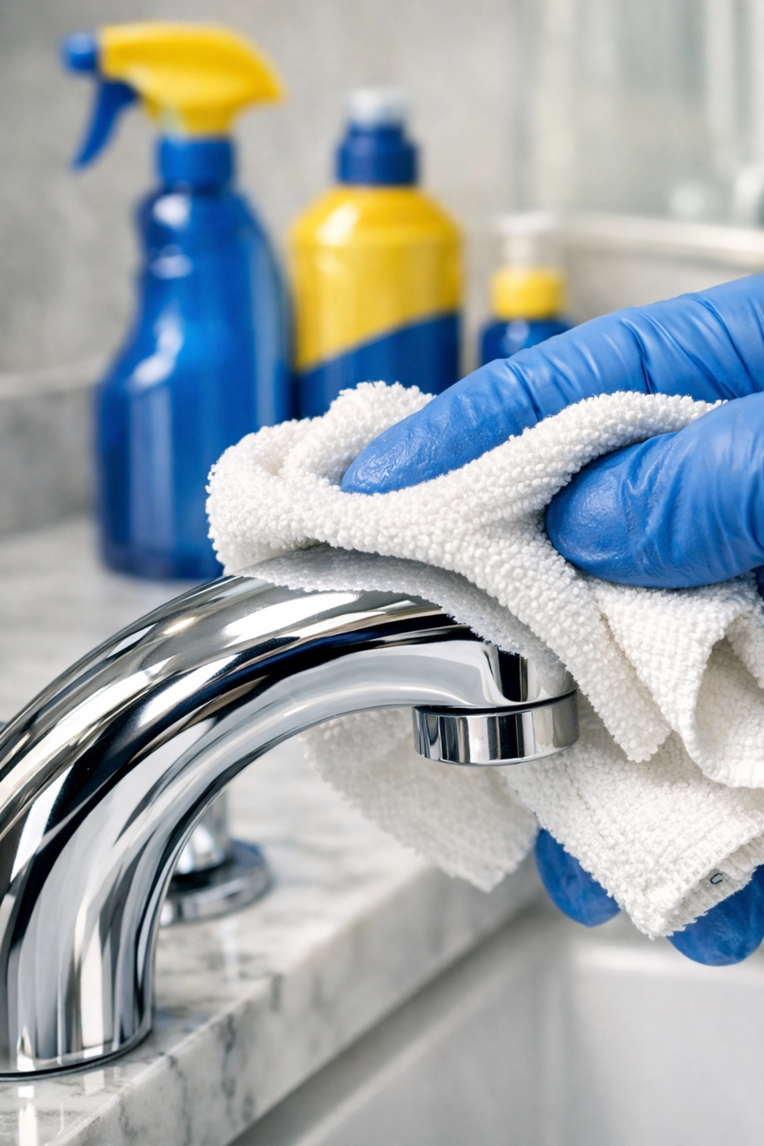 Detailed cleaning of a high-end bathroom fixture by a professional home cleaner in Burlington.