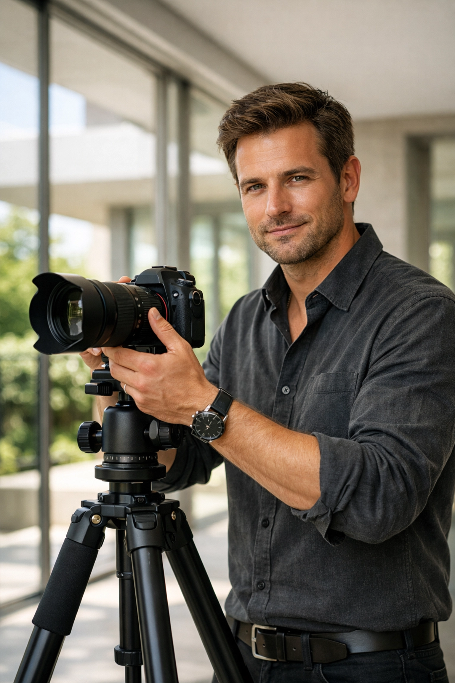 Professional photographer using high-end gear to build client trust as a vetted expert on Proshoot.io.