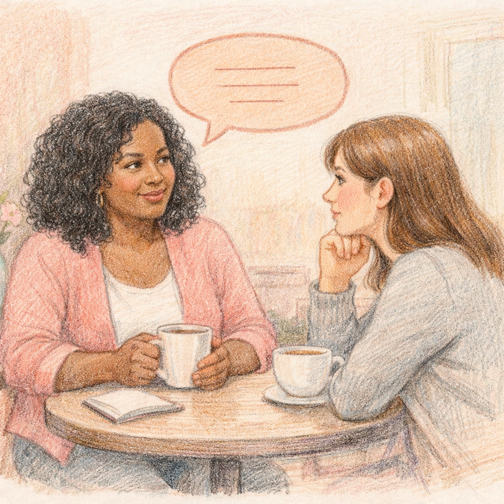 Coach guiding client in clear boundary communication without over-explaining or people-pleasing