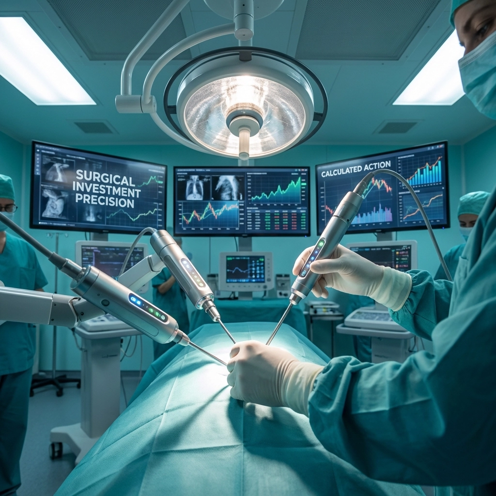 Surgeon's hands using robotic tools, symbolizing precise, specialized approaches to private equity allocation