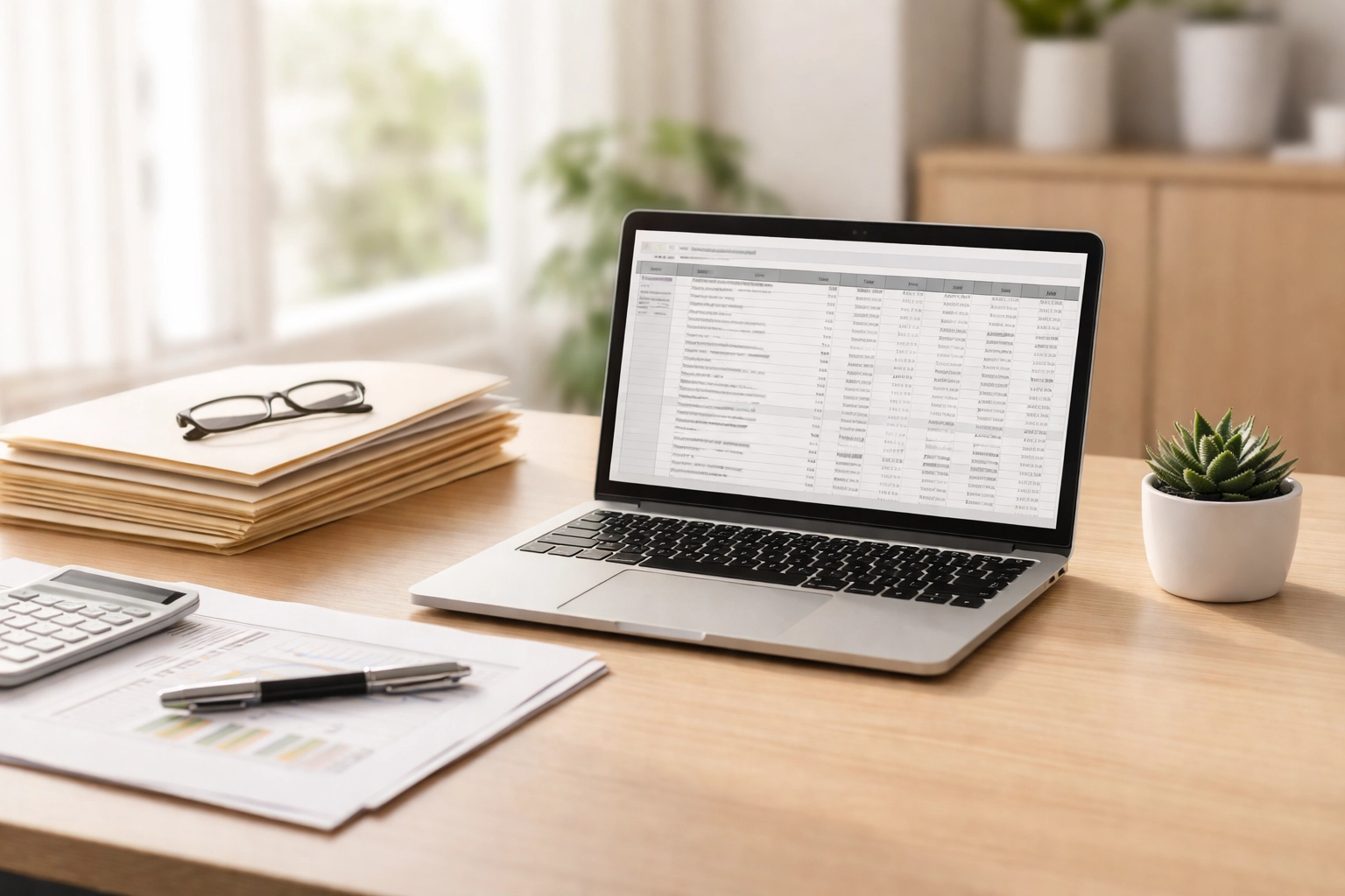 Organized tax professional workspace with laptop and files, ensuring ERO compliance and documentation standards