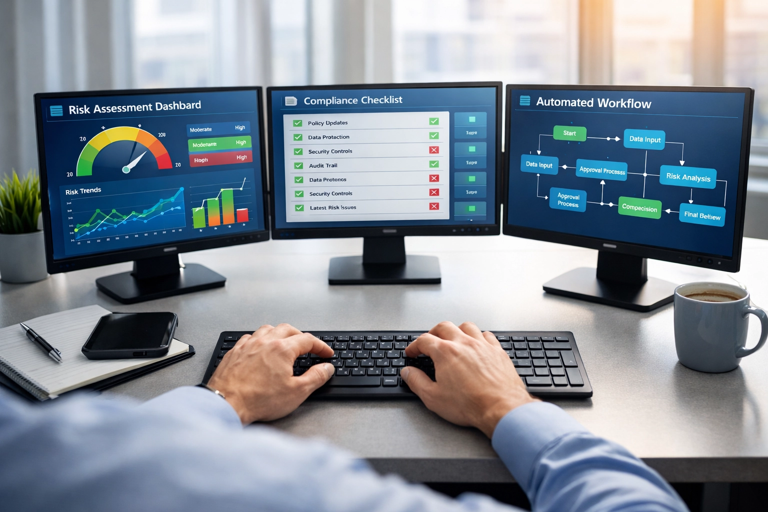 ServiceNow GRC dashboard showing automated risk assessment and compliance workflows