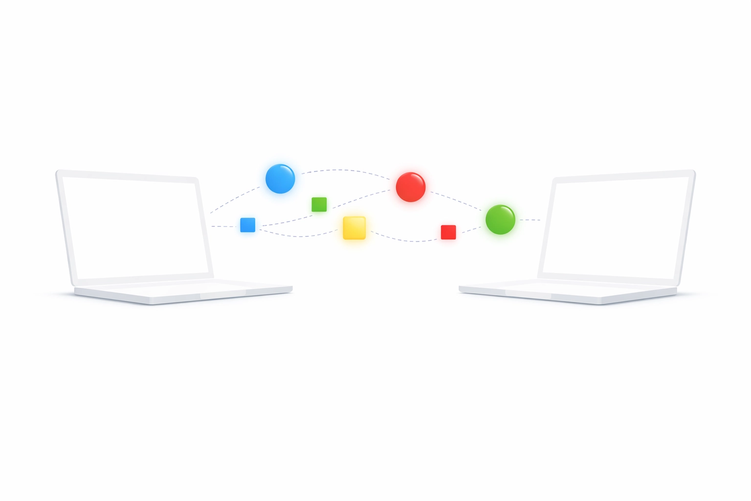 Minimalist laptops illustrating cloud sync for a productivity browser extension to save time typing.