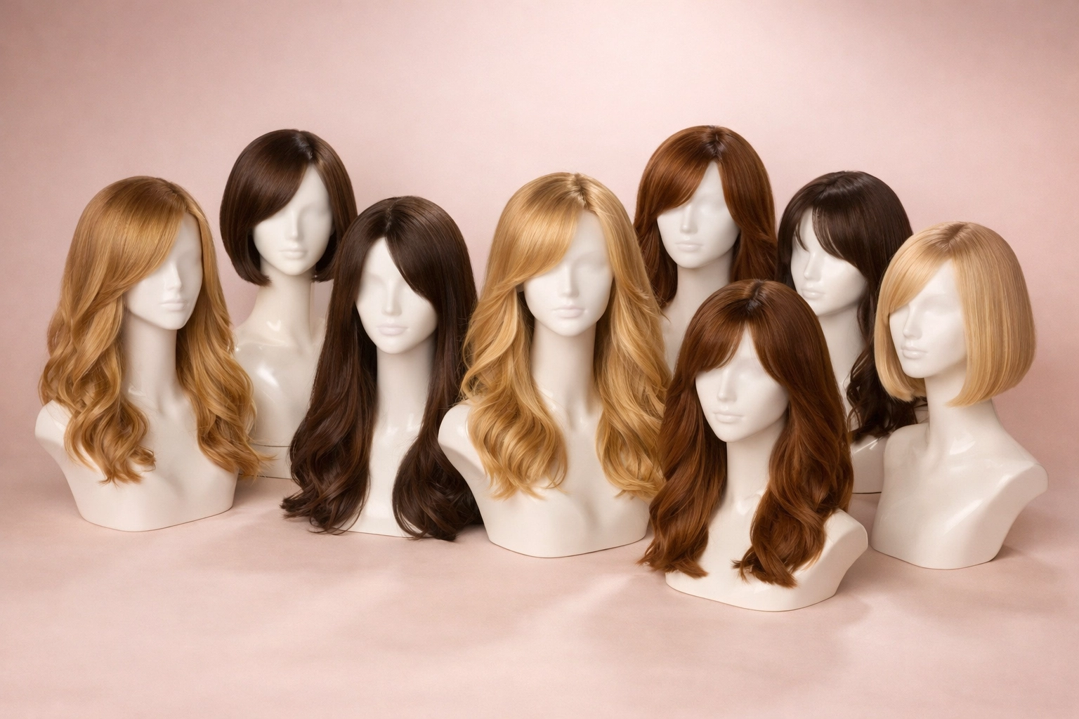 Collection of quality wigs on display at Chattanooga wig shop