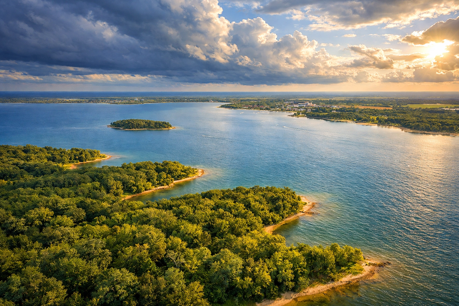 Lake Ray Roberts shoreline with undeveloped wooded land showing investment opportunity