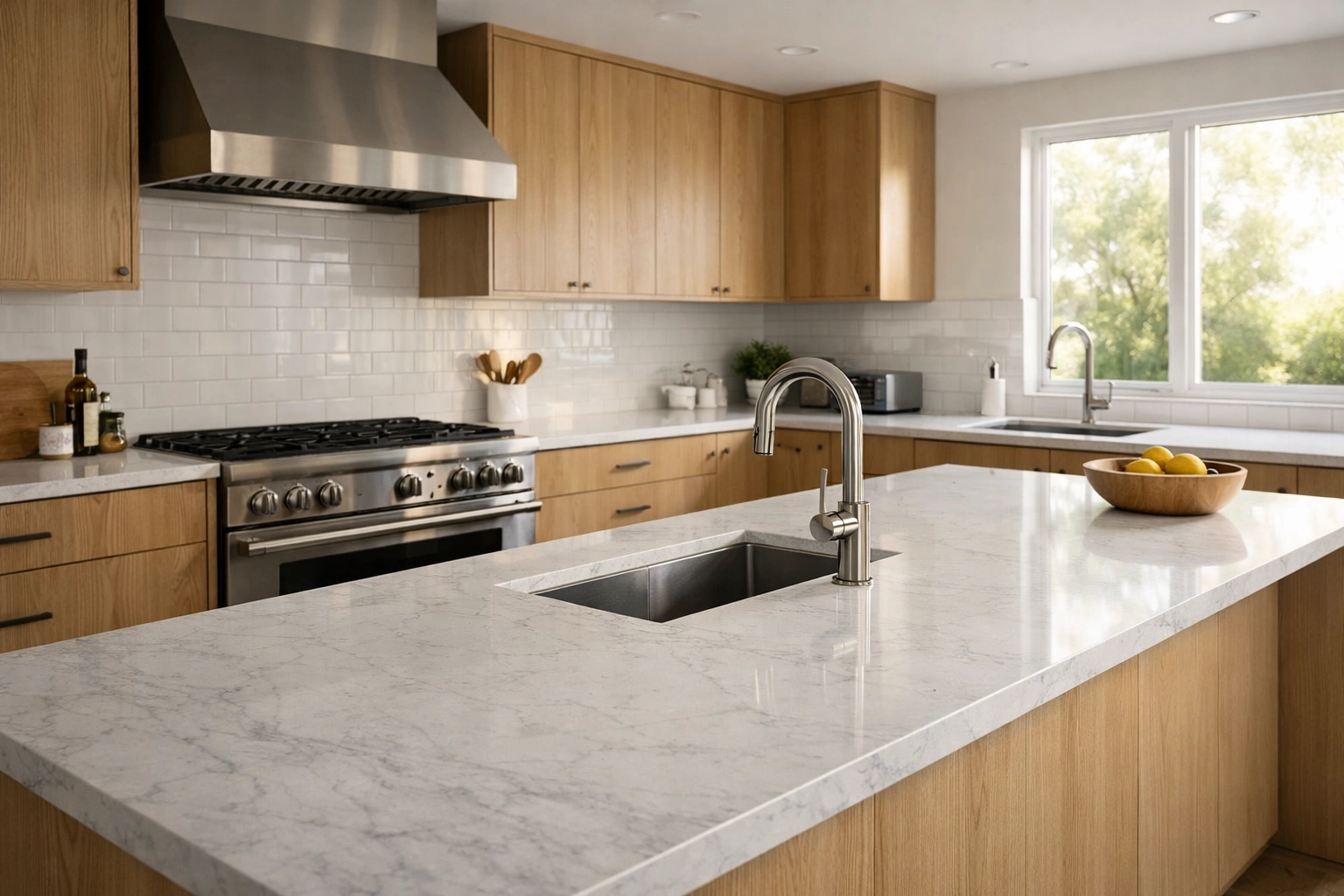 Open-concept kitchen renovation in Red Deer with island and efficient work triangle