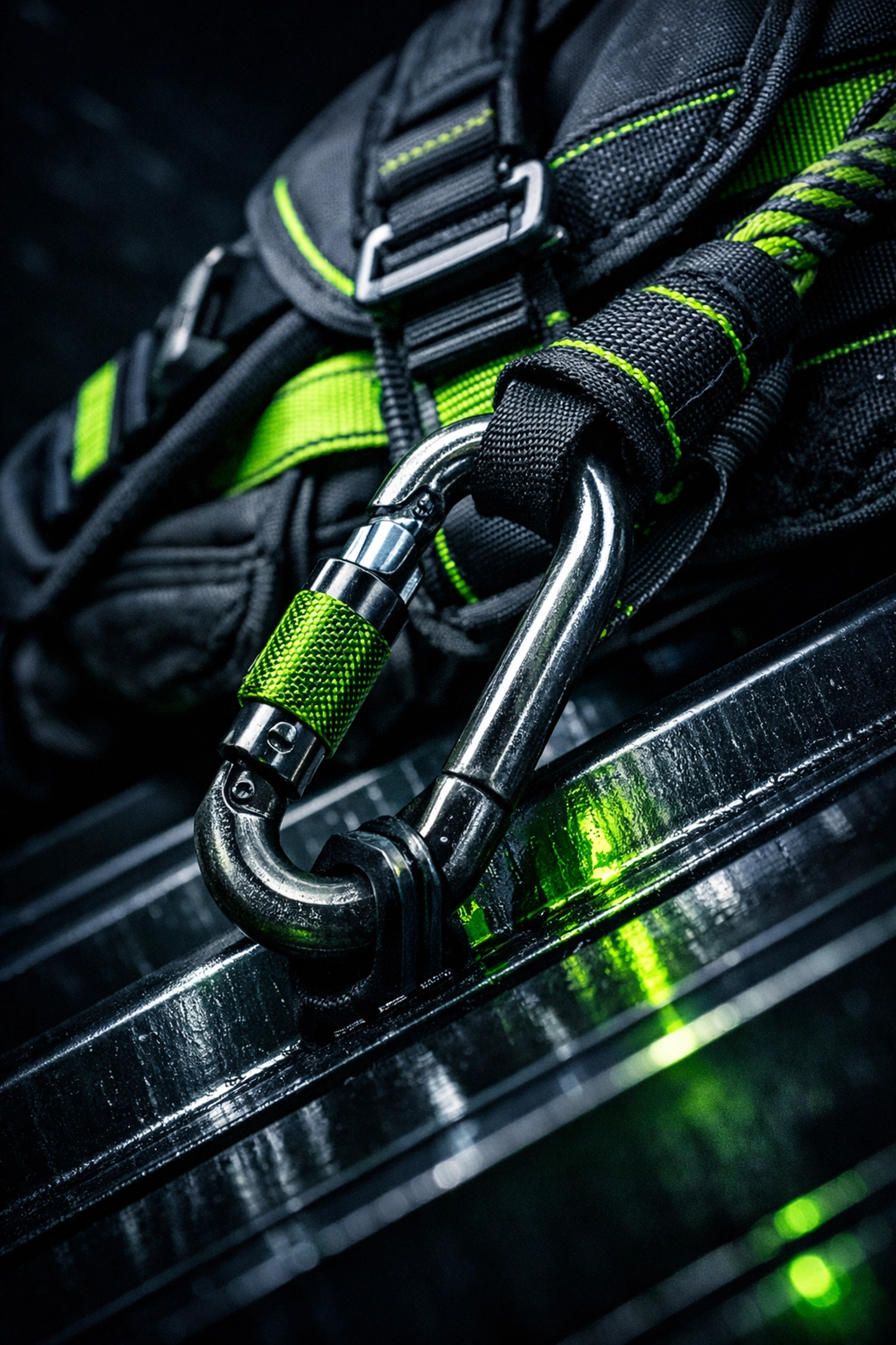 Professional roofing safety harness and gear on a high-quality metal roof installation in Missouri.