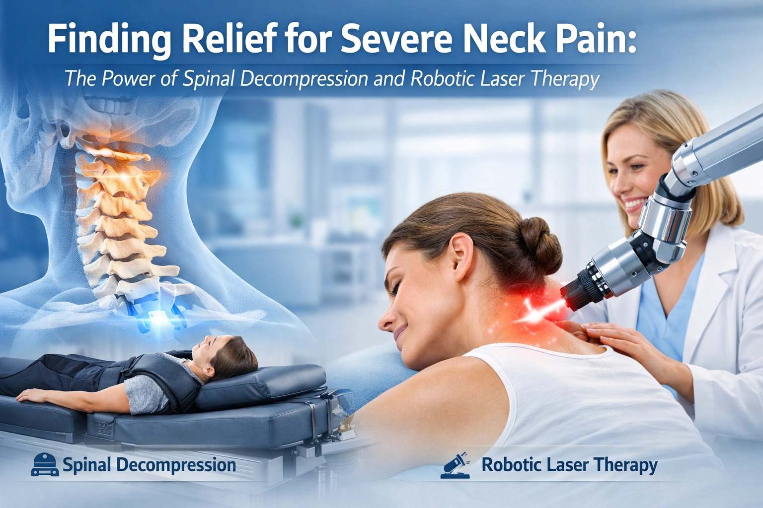 [HERO] Finding Relief for Severe Neck Pain: The Power of Spinal Decompression and Robotic Laser Therapy