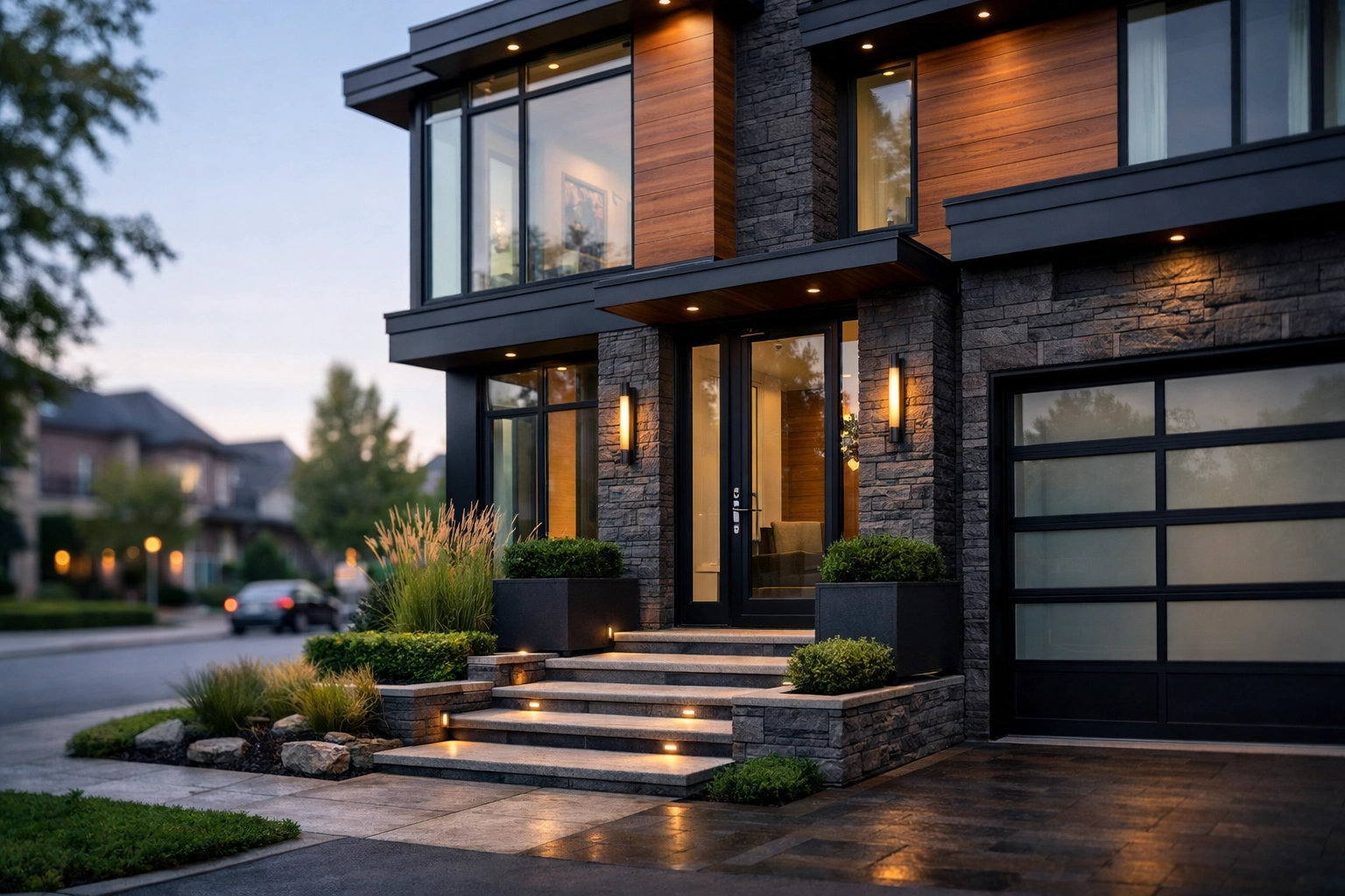Modern executive townhouse exterior in Vaughan, Ontario, representing stable real estate investment trends.