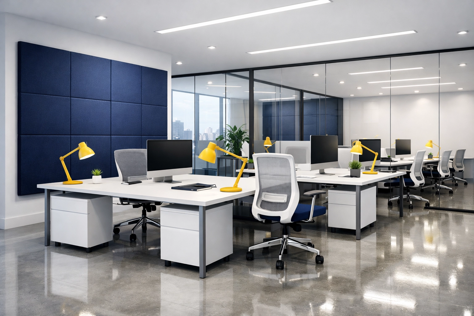 Modern workspace in the Canal District featuring high-end office cleaning Worcester results.