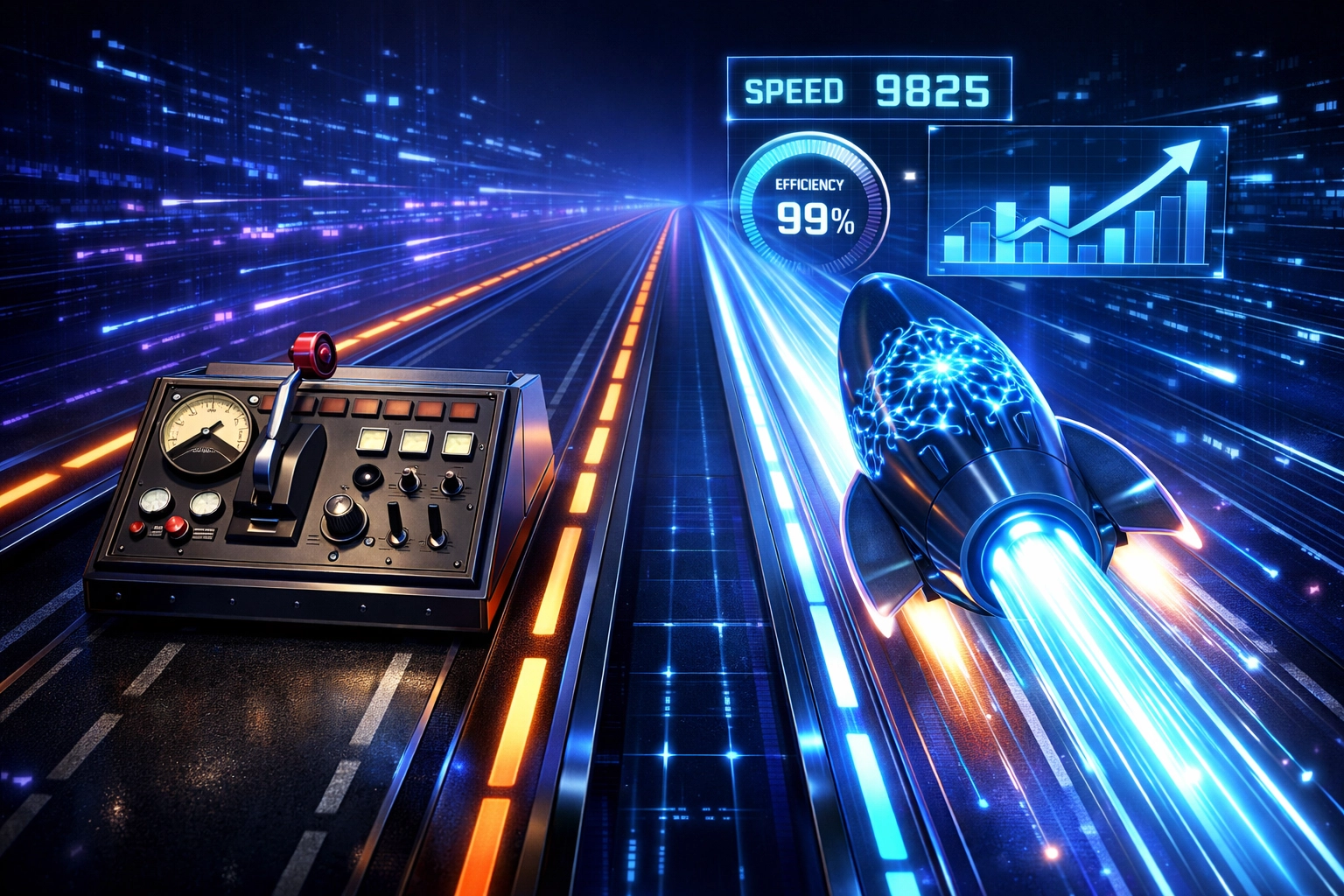 Performance comparison showing AI-powered campaigns outperforming manual management