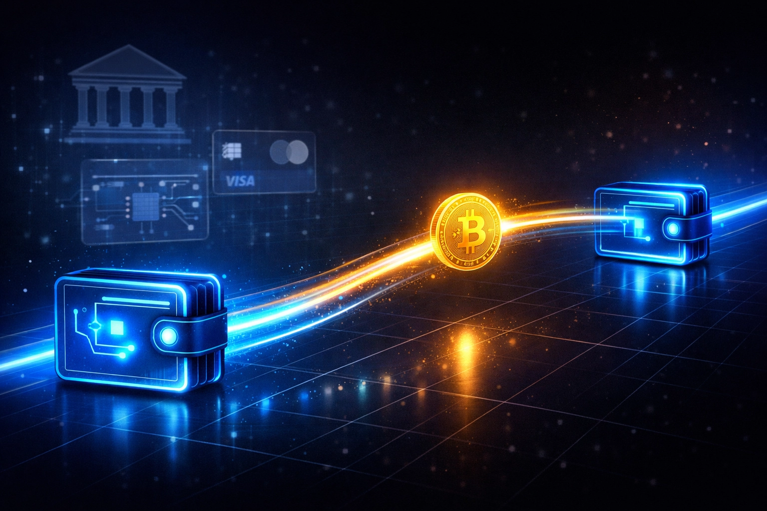 Direct crypto wallet-to-wallet payment flow eliminating traditional payment intermediaries