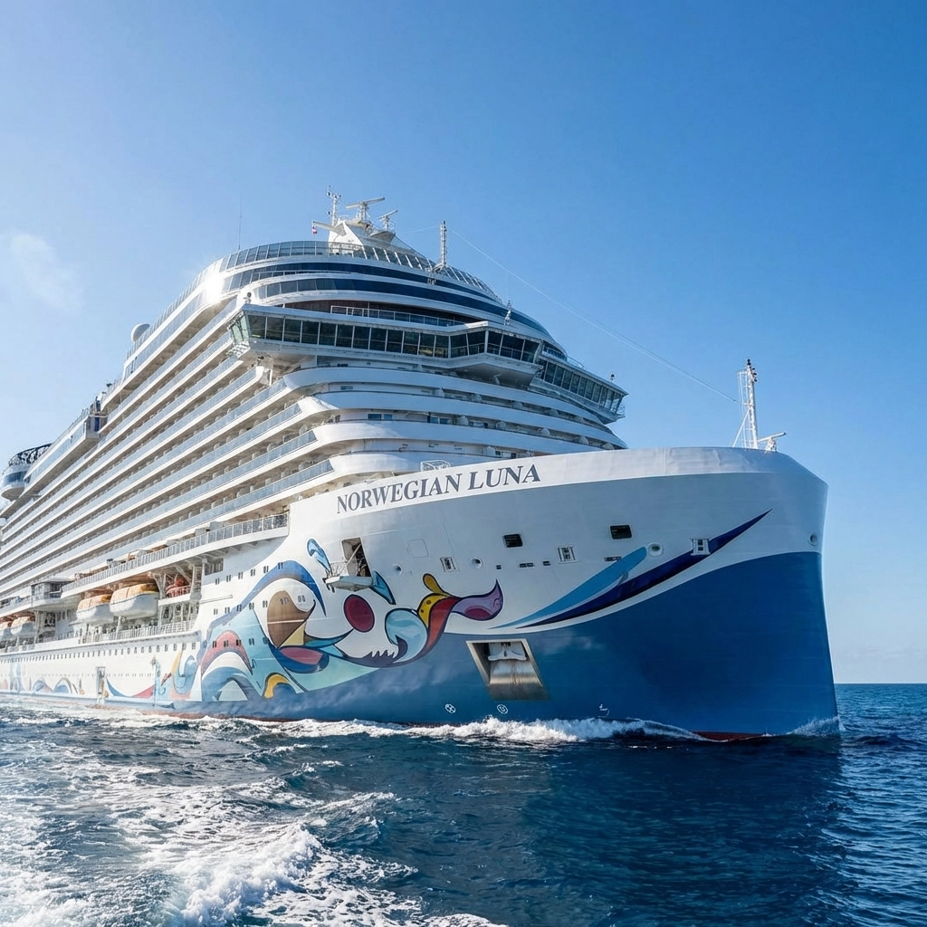Norwegian Luna cruise ship sailing at sea with sleek design, a highlight of 2026 new cruise ships