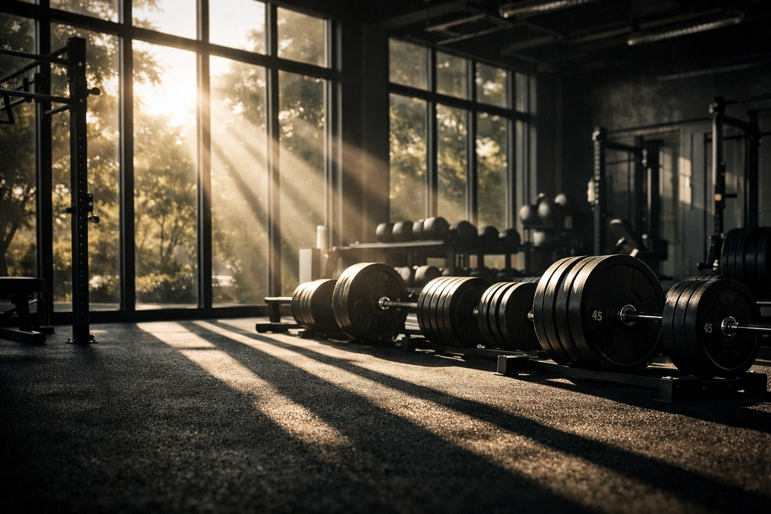 Sunlit interior of the Glute Factory private studio highlighting high-end glute training equipment.