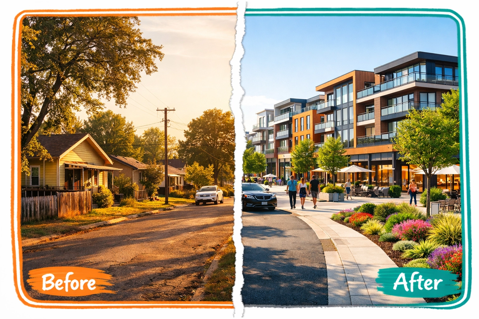 Riverside Northside neighborhood transformation showing rising home values and new development