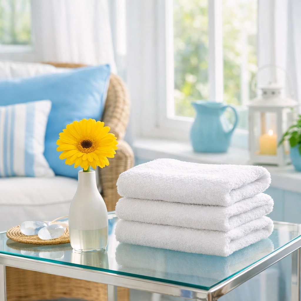 Eco-friendly residential cleaning services in Weston, MA, leaving a sunroom fresh and bright.