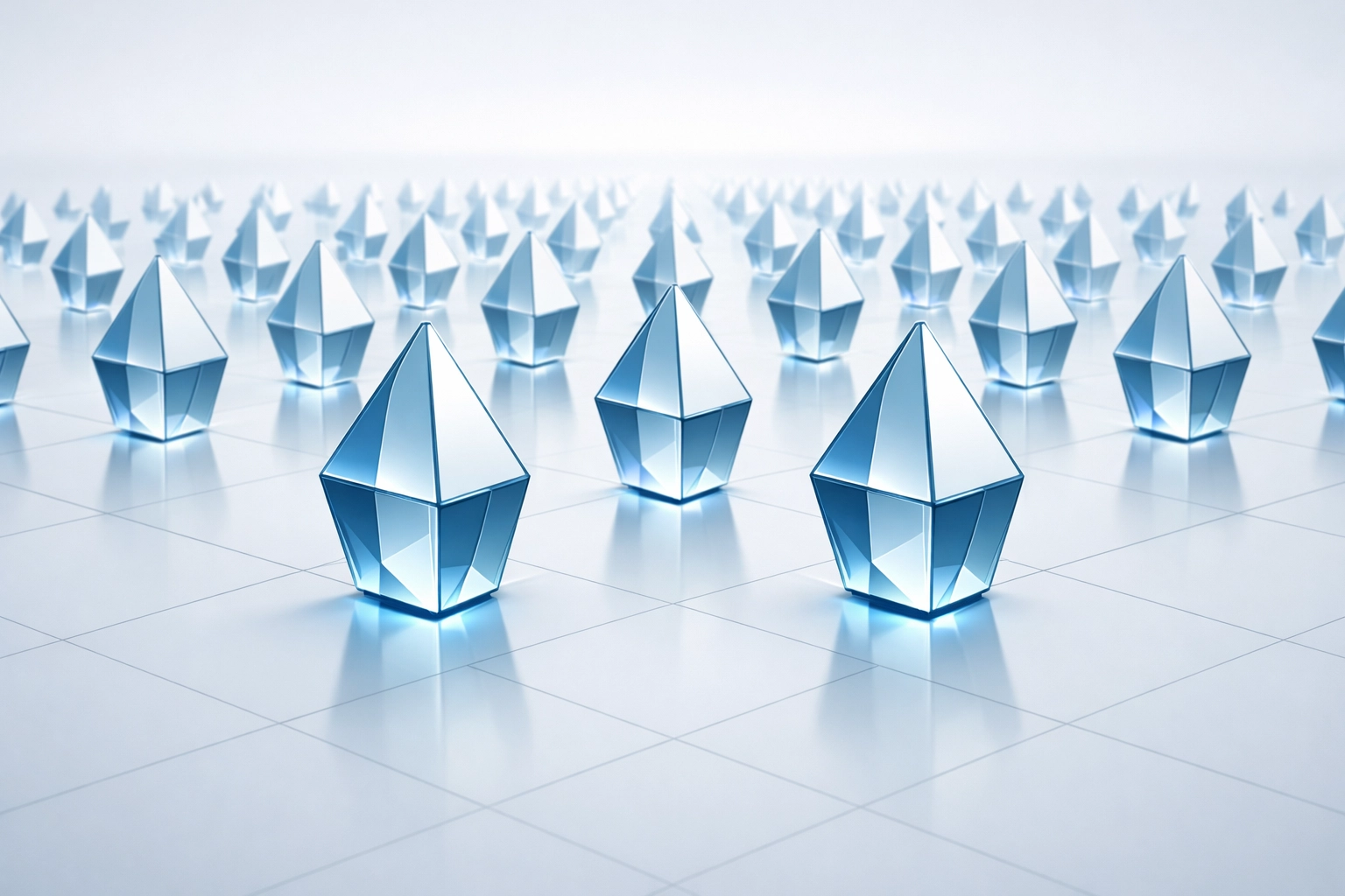 Grid of digital prisms representing scalable white-label AI assets for agency recurring revenue growth.