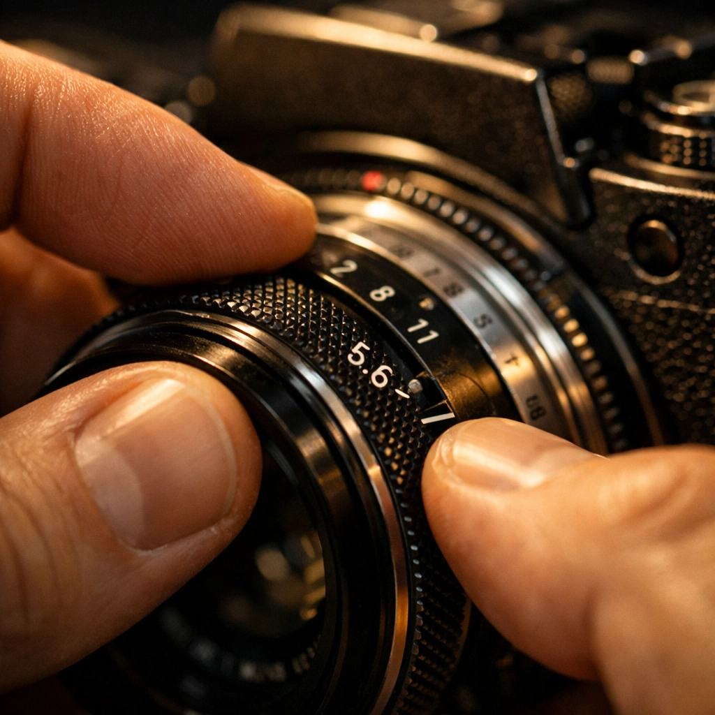 Close-up of a photographer adjusting a manual lens ring, showing why tonight's photography news matters for gear feel.