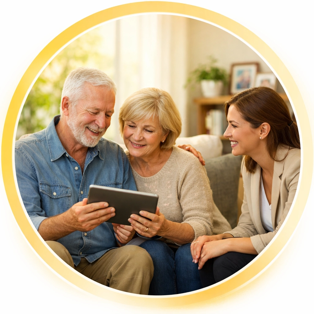 Medicare broker helping elderly couple in St. Louis understand their coverage options