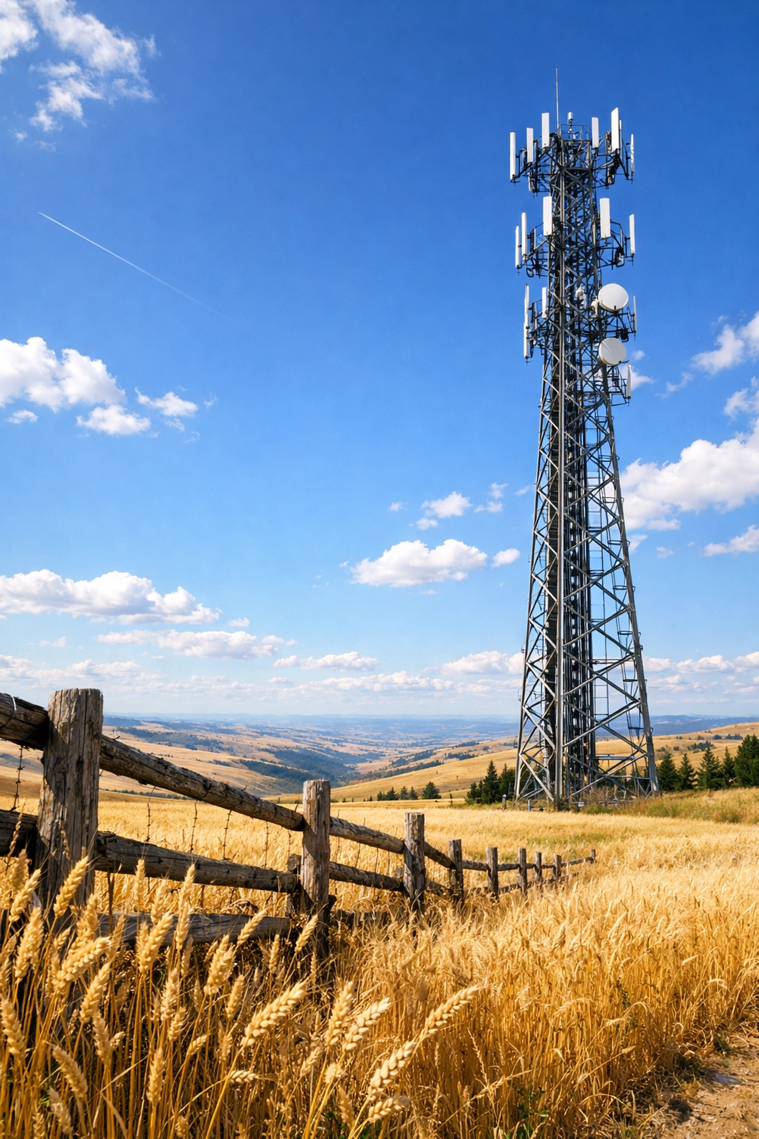 Rodeo Internet high-speed wireless tower in Anatone WA serving nearby rural homes and businesses.