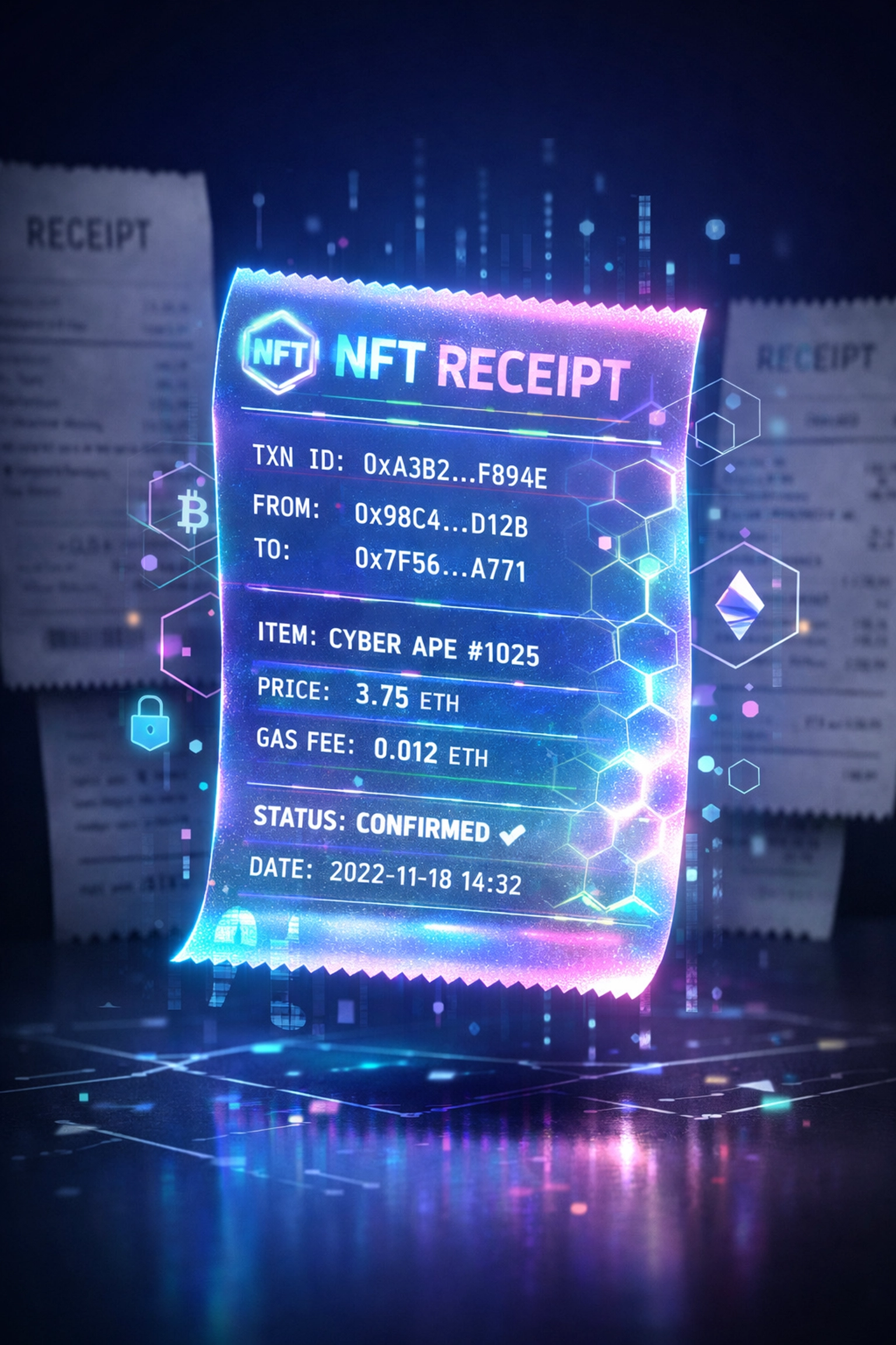 NFT receipt on blockchain compared to traditional paper receipts for crypto payments