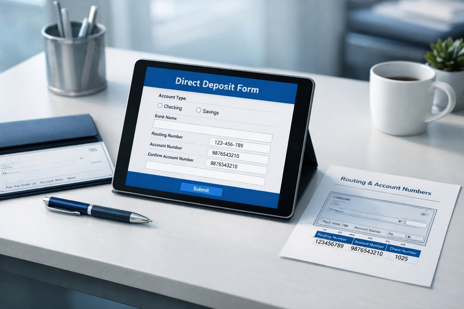 Direct deposit banking setup for tax refund processing by Ohio service bureau