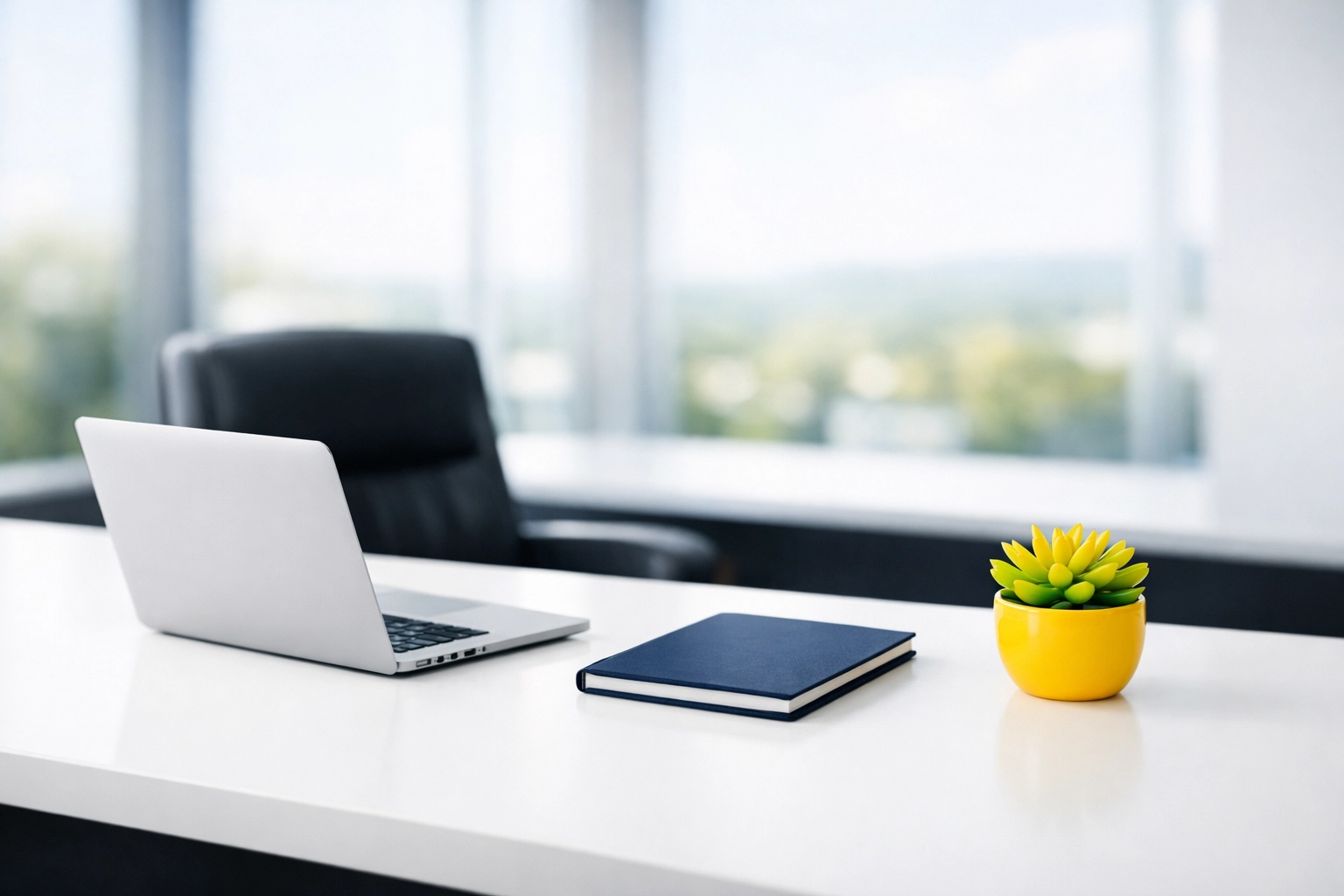 Organized minimalist desk in a North Andover office showcasing professional cleaning tips for North Andover offices.