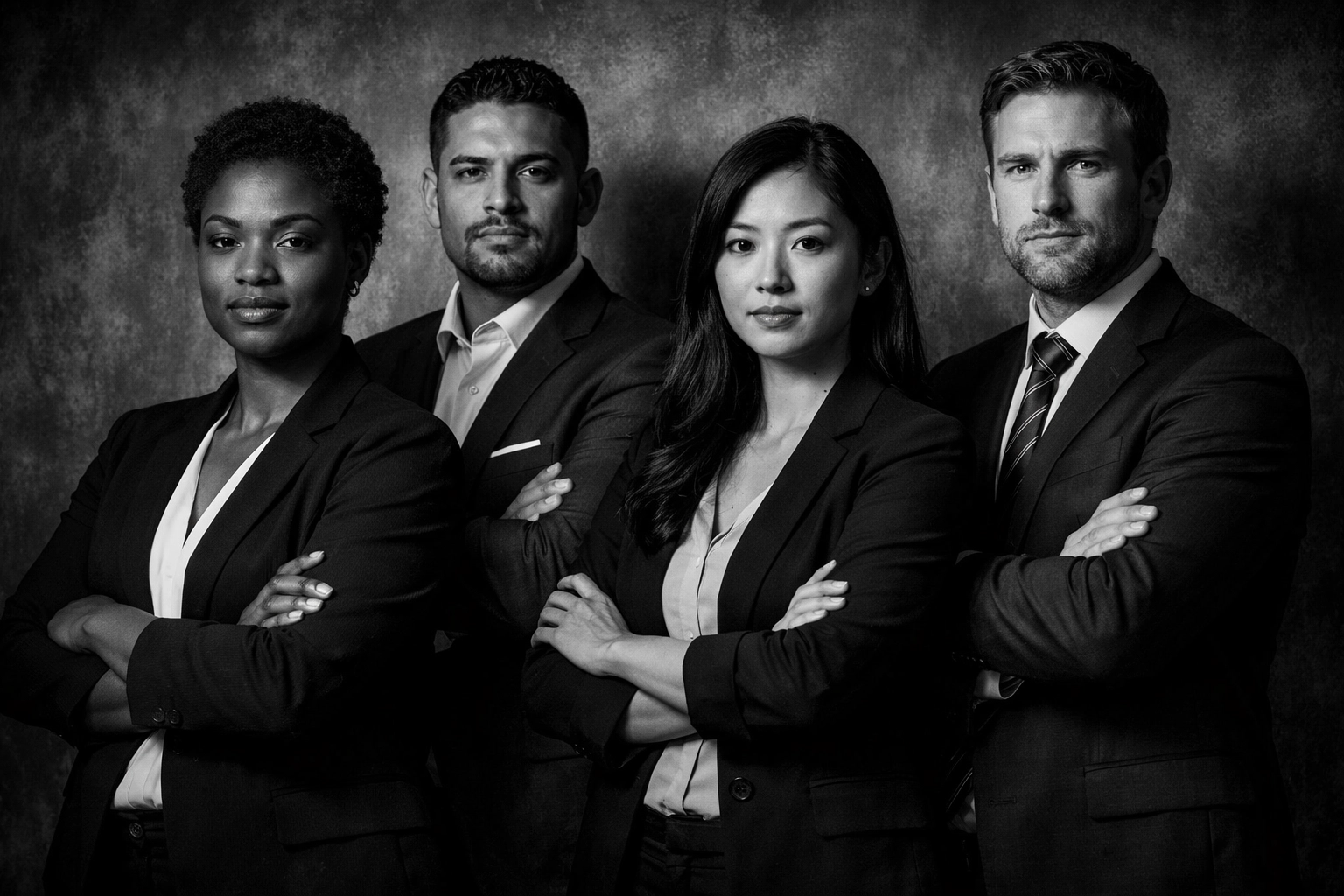 Diverse group of career changers and working professionals ready for barber training program