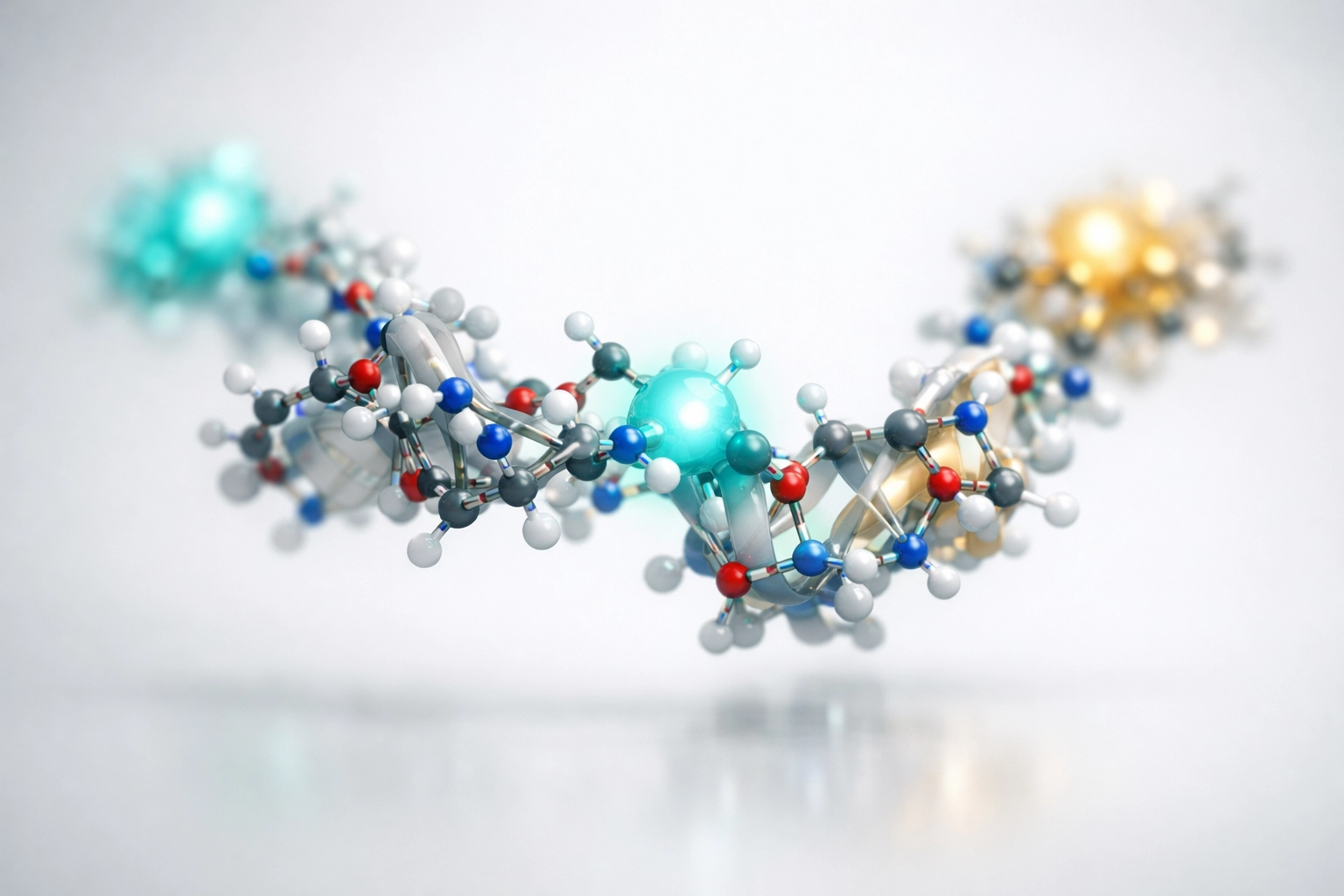 Triple agonist peptide molecular structure representing Retatrutide's GIP, GLP-1, and glucagon receptor targets.