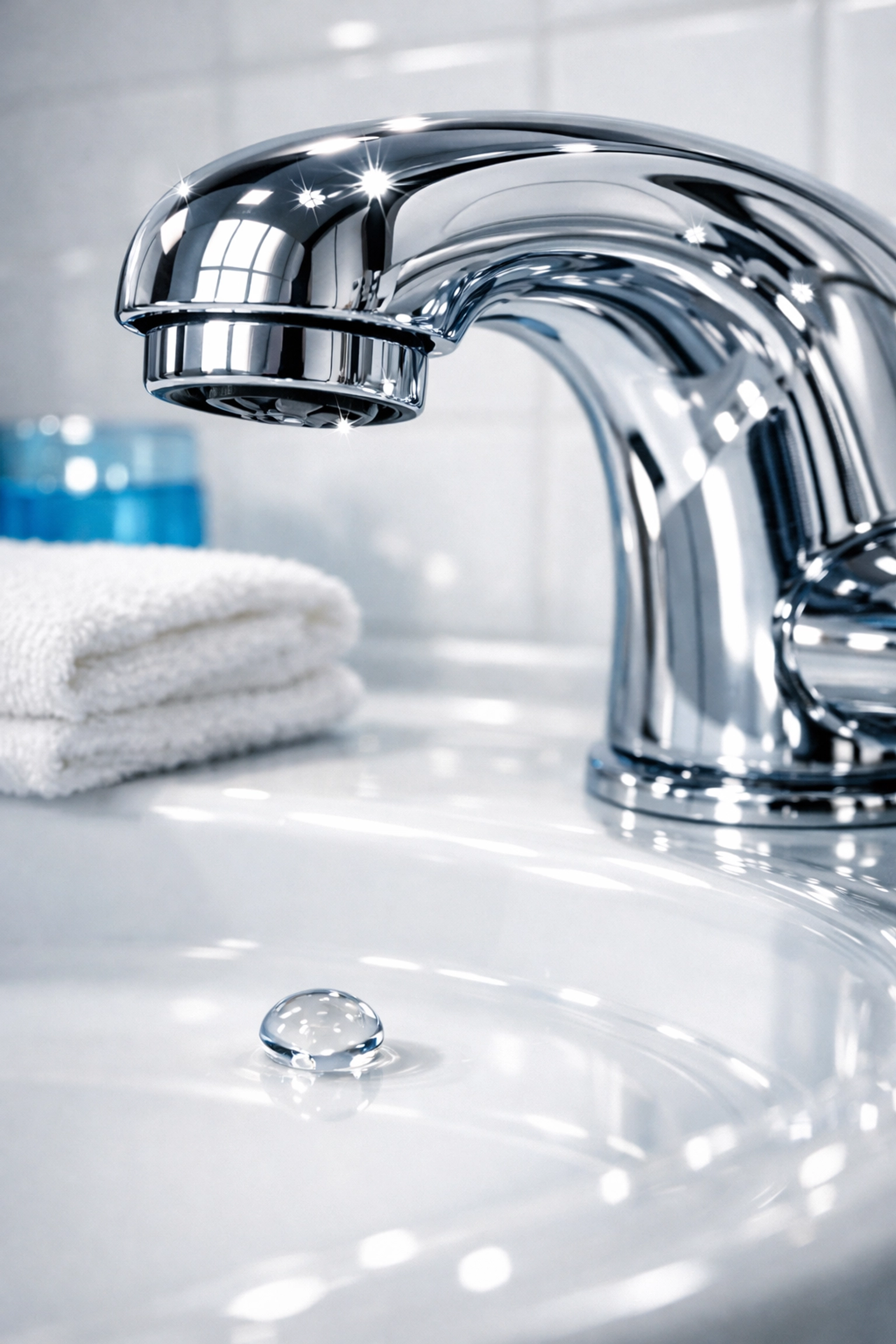 Close up of a sparkling bathroom faucet from professional house cleaning in Dracut, MA.