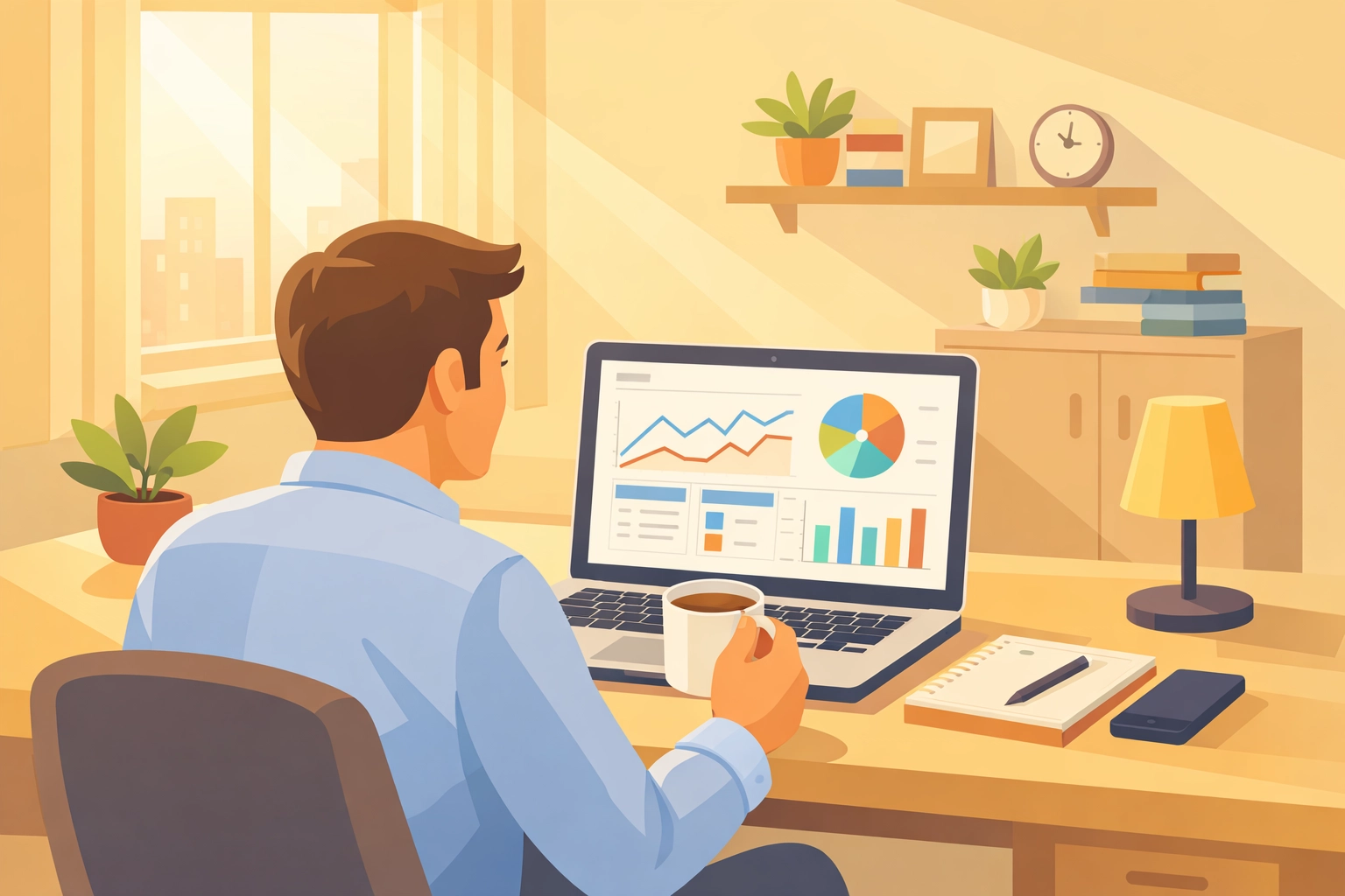 Business owner efficiently managing operations with unified platform dashboard